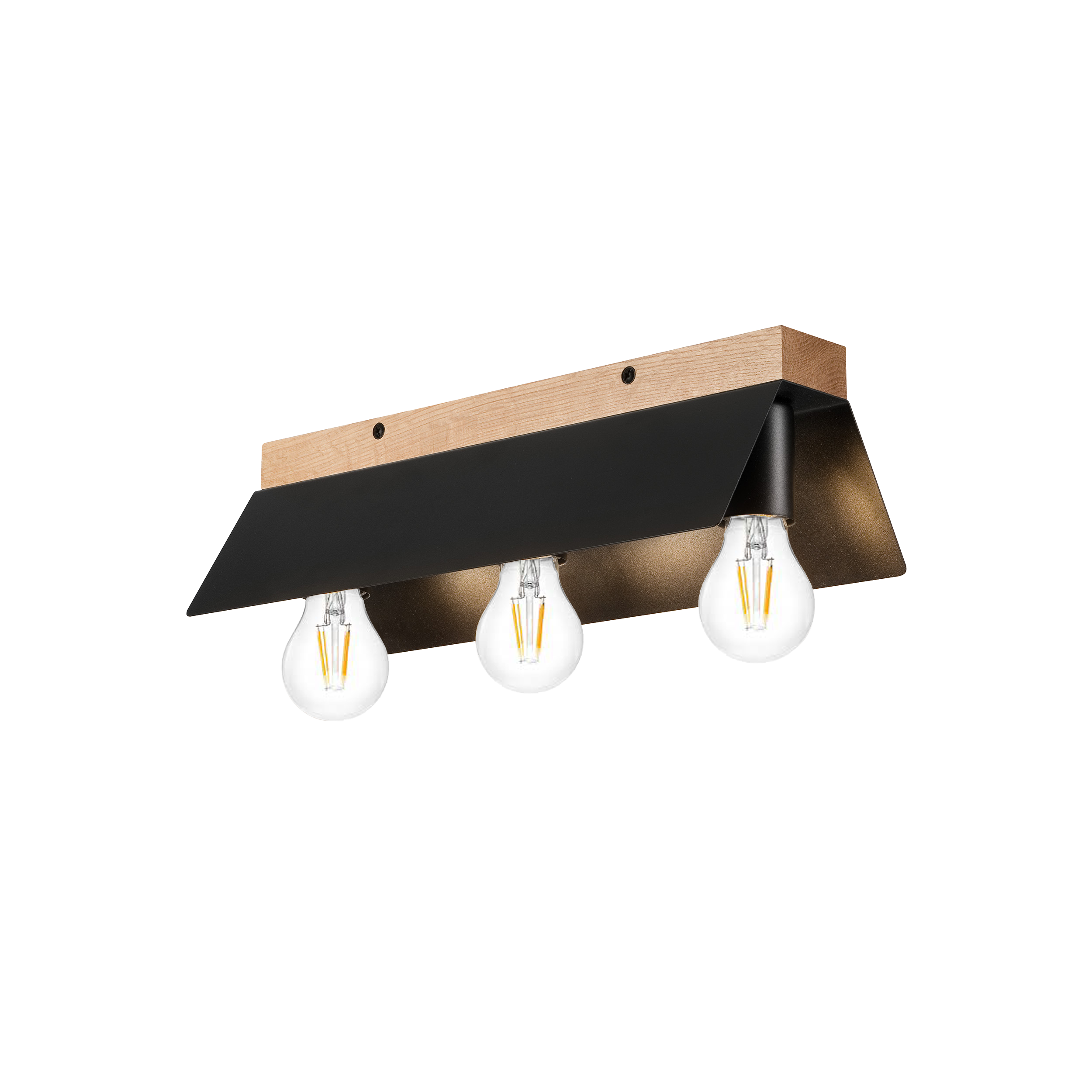 Lampa sufitowa Esme 3xE27 czarno-dębowa Lamkur