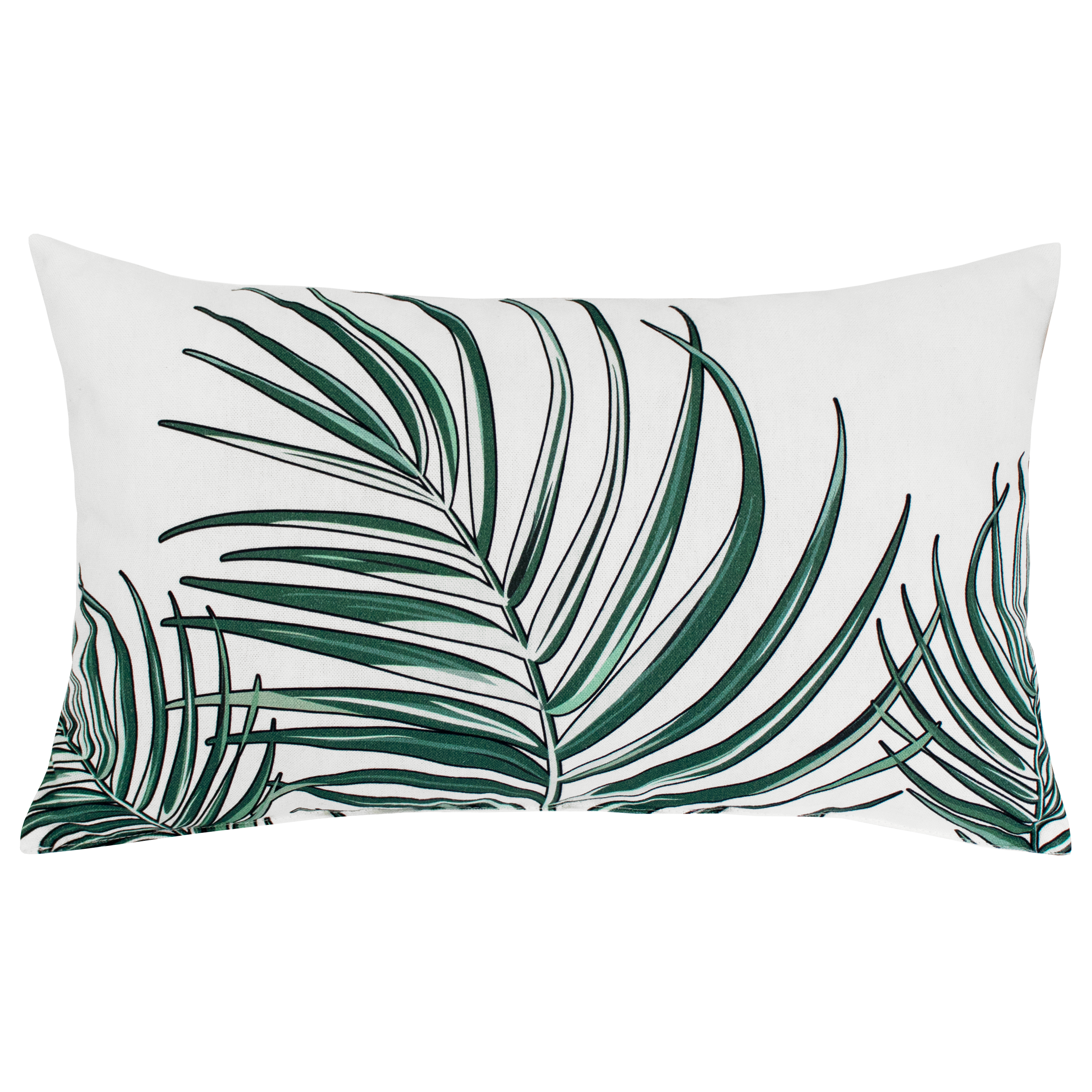 Poduszka dekoracyjna Cleo Bahama 50 x 30 cm biała w zielone liście palmy