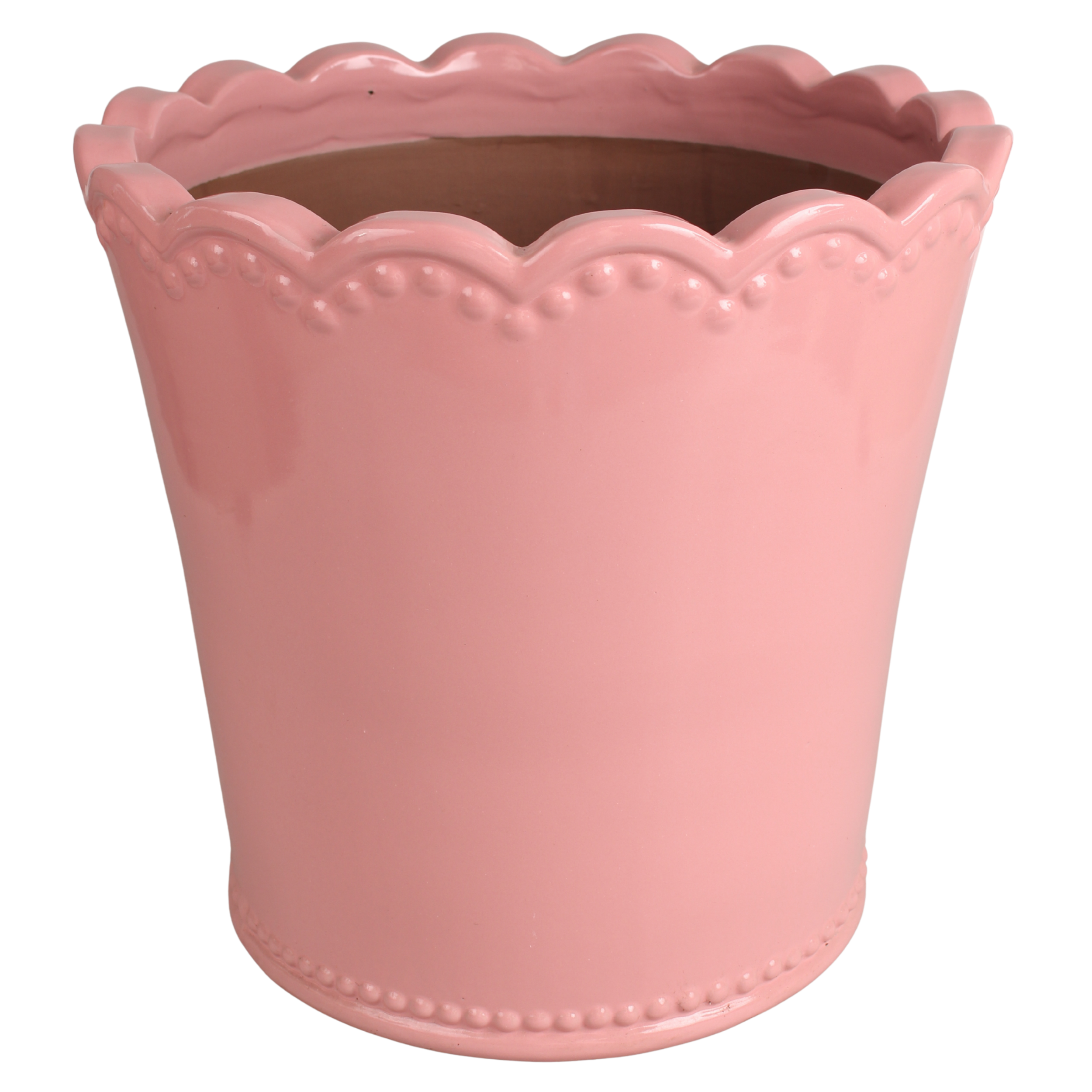 Doniczka szkliwiona z dekorem 38 cm różowy Cermax