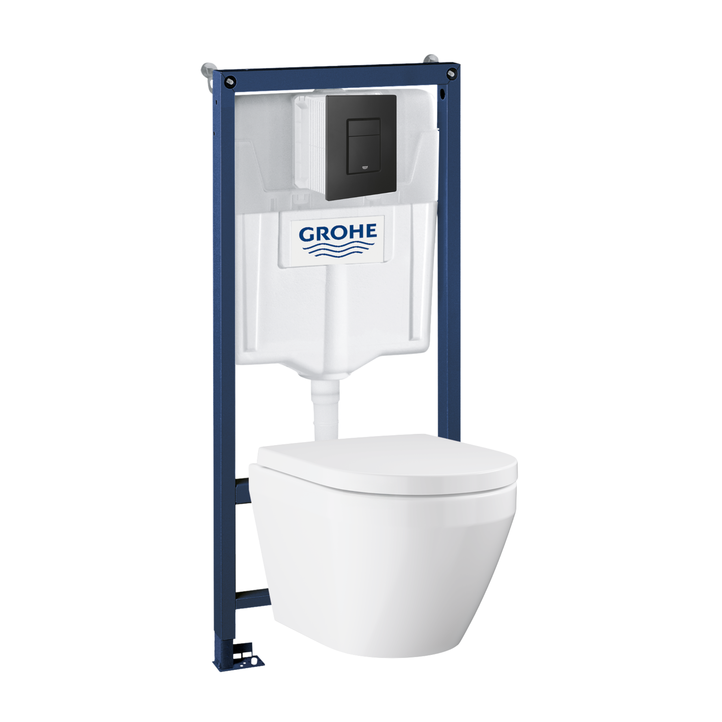 Zestaw podtynkowy stelaż WC, miska WC EURO, przycisk EVEN czarny matowy GROHE