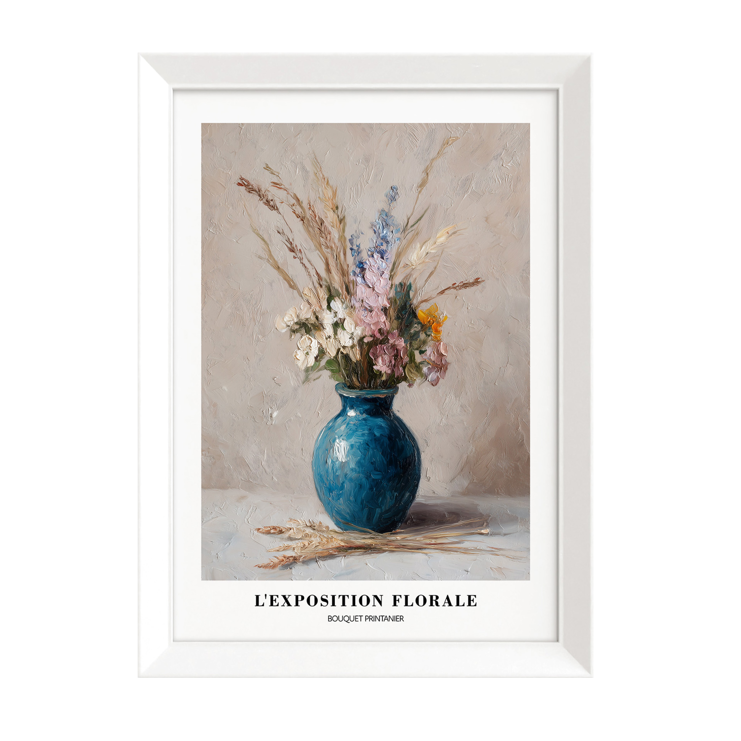 Obraz w ramie Paris Pic Bukiet kwiatów w niebieskim wazonie PP046 Blue 56x75 cm