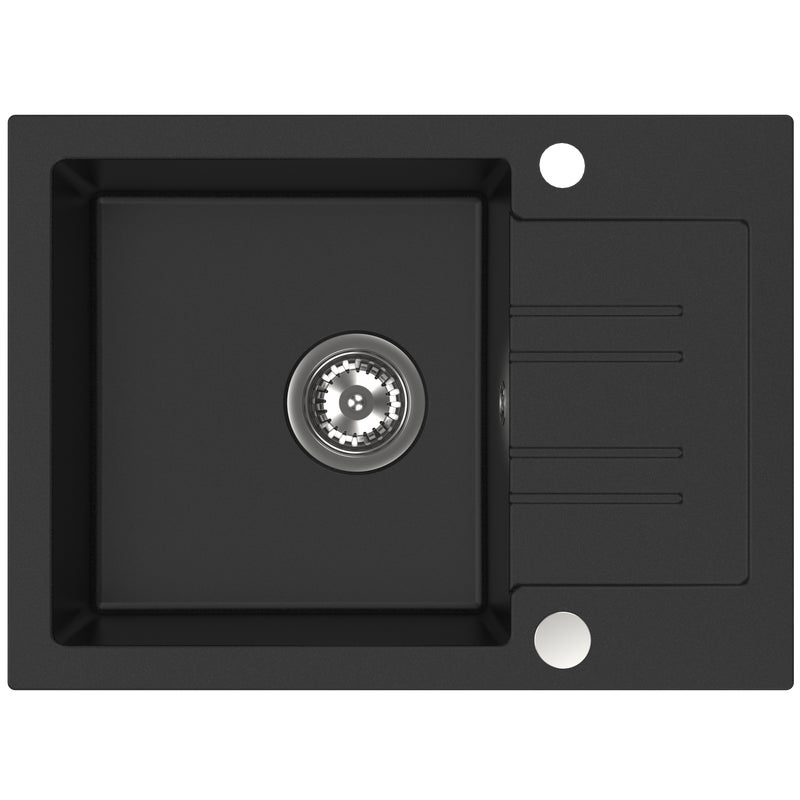 Zlewozmywak granitowy Mossi 60 cm czarny z syfonem Quality