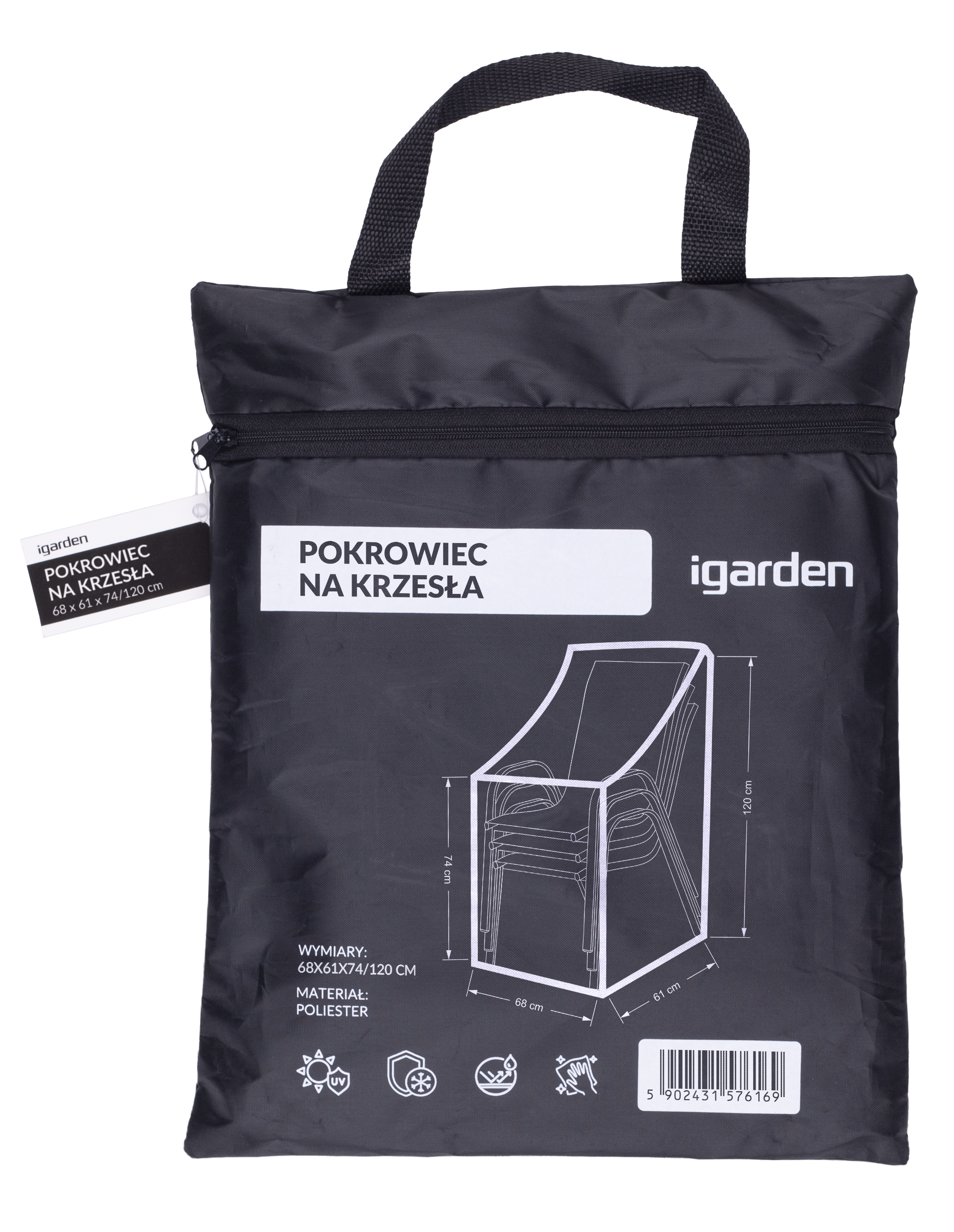 Pokrowiec na krzesła 68x61x120 cm czarny