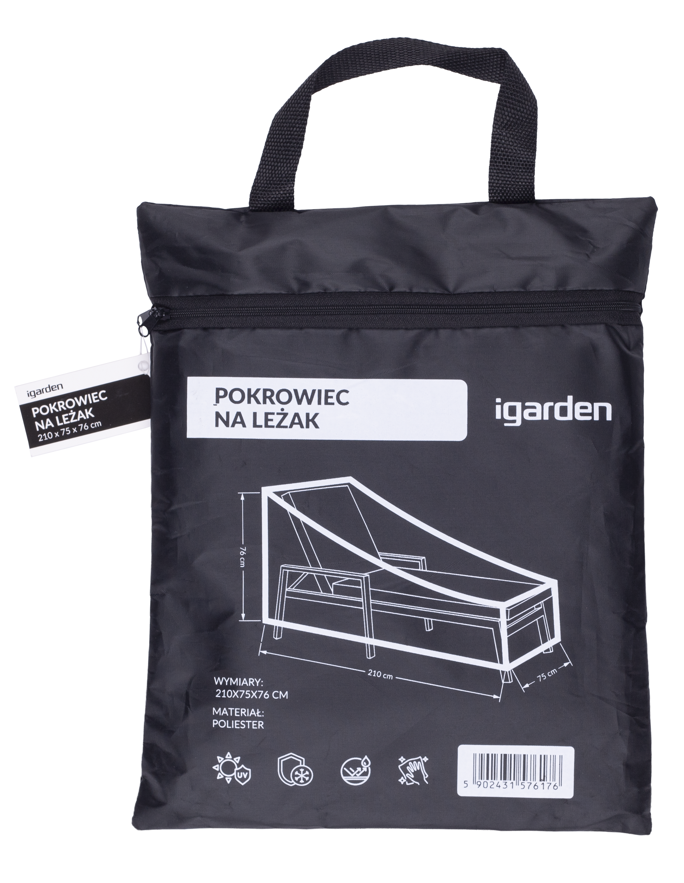 Pokrowiec na leżak 210x75x76 cm czarny