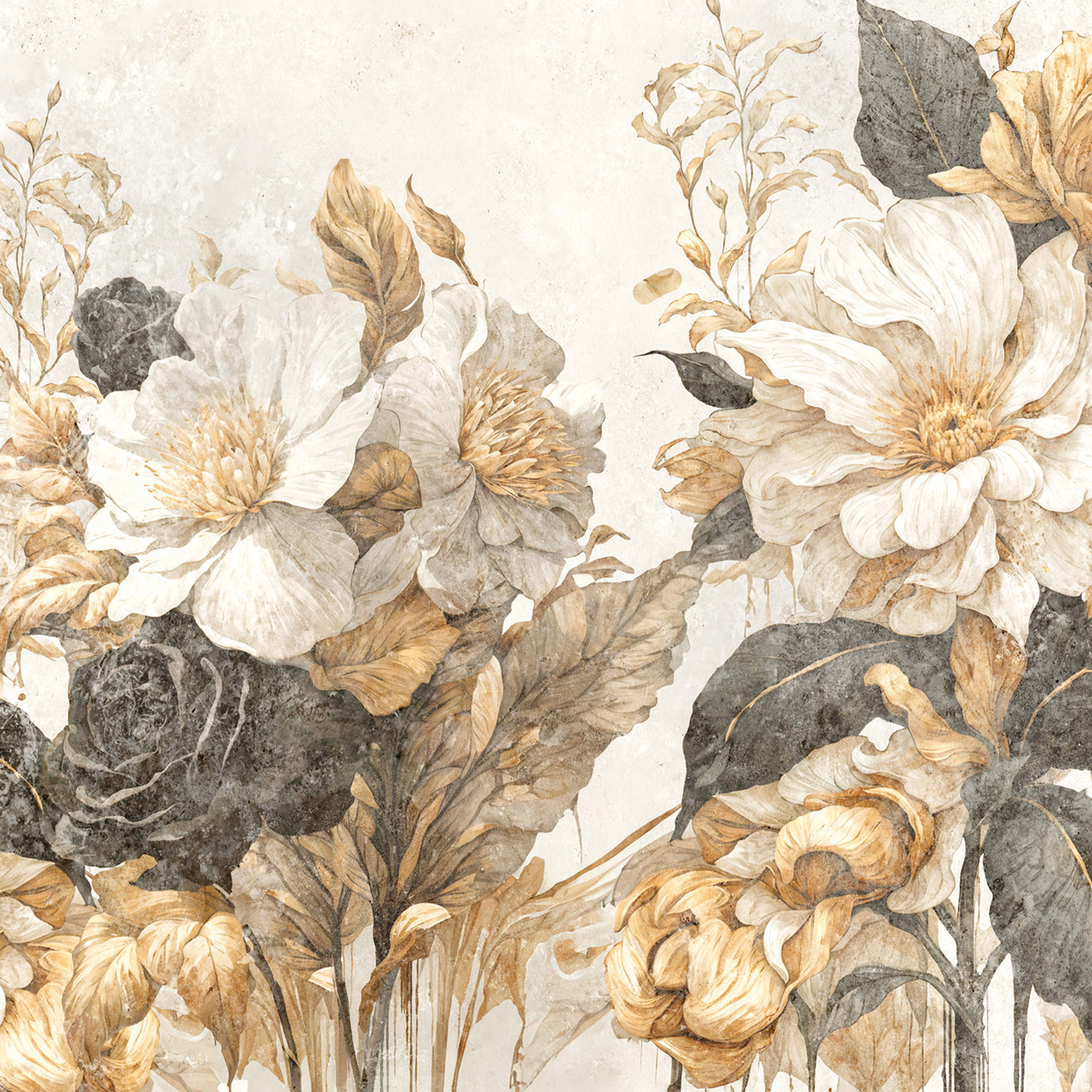 Mural Flora wzór kwiatowy 300 x 280 cm delikatna struktura