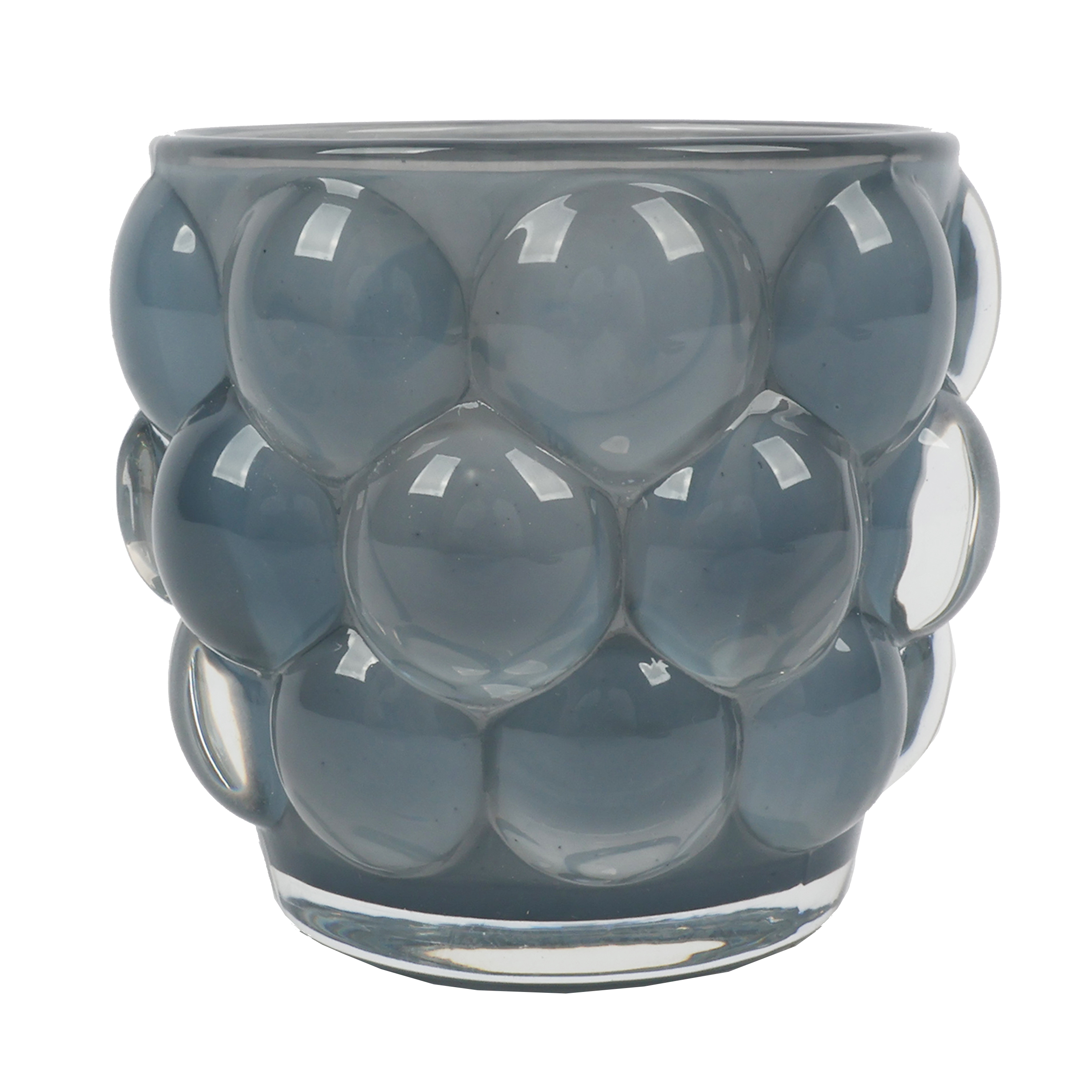Świecznik szklany bąbelkowy tealight niebieski 7 x 7.5 cm