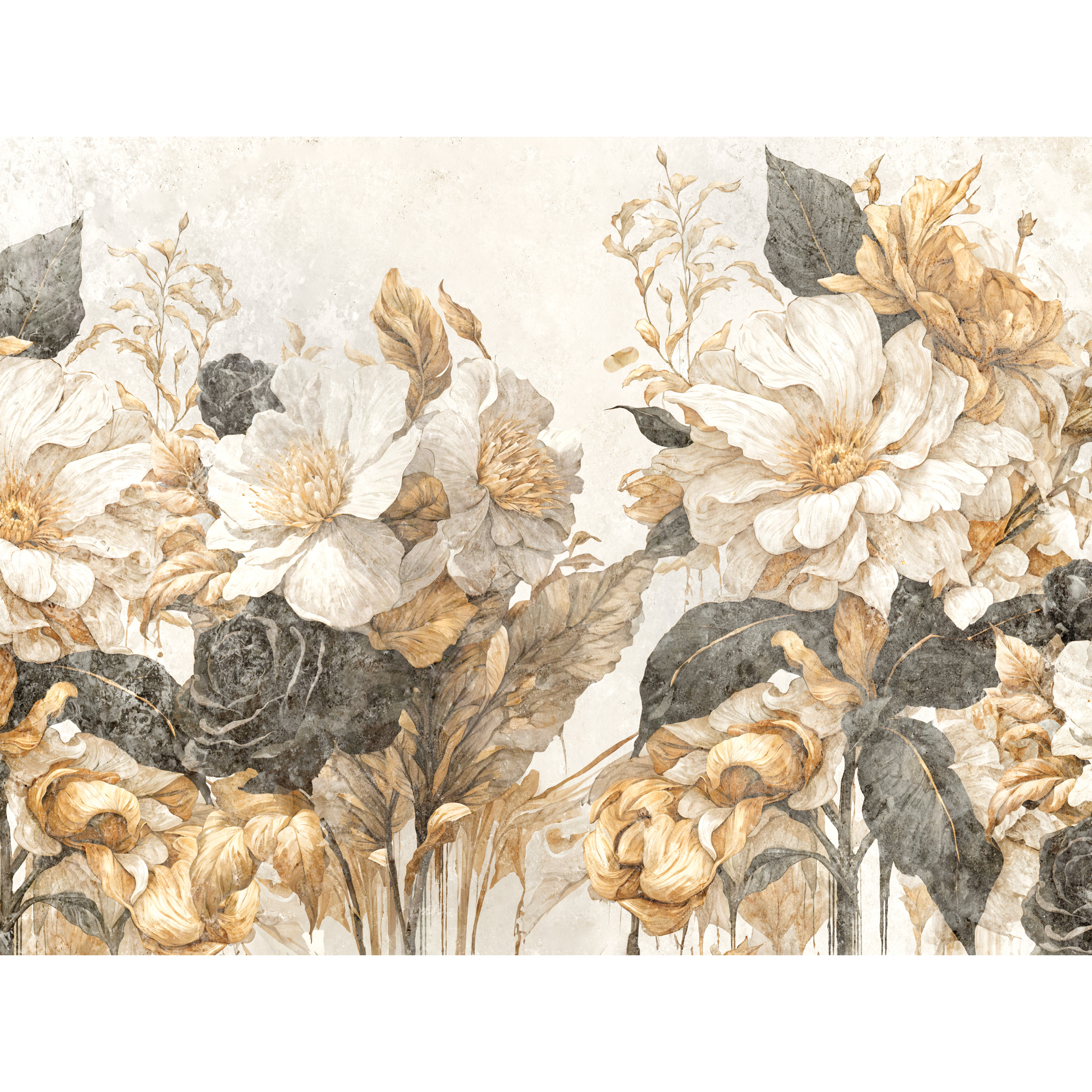 Mural Flora wzór kwiatowy 400 x 280 cm delikatna struktura