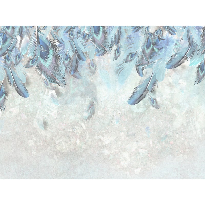 Mural Fly Niebieskie Pióra 400 x 280 cm delikatna struktura