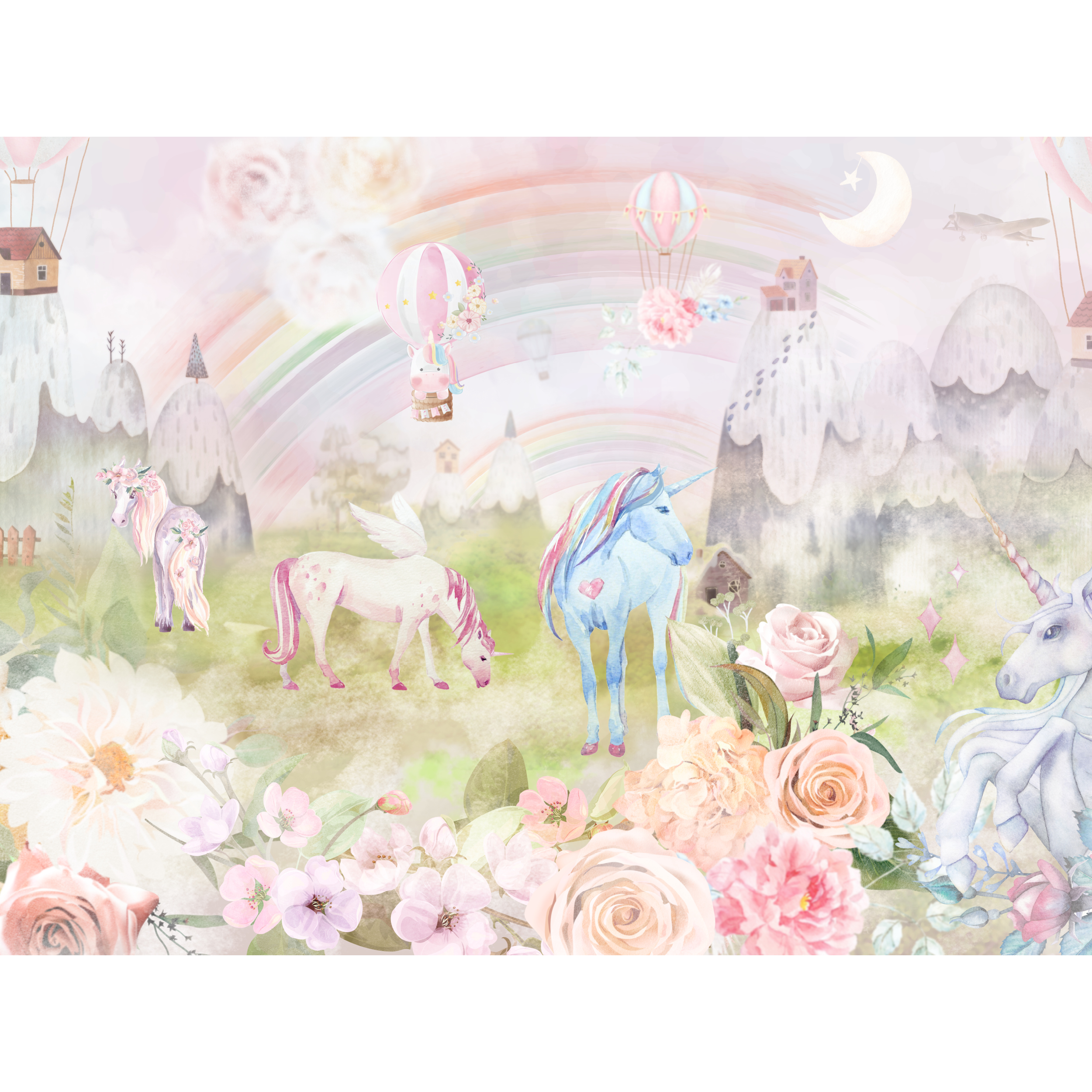 Mural dziecięcy Fantasy jednorożce 400 x 280 cm struktura Art