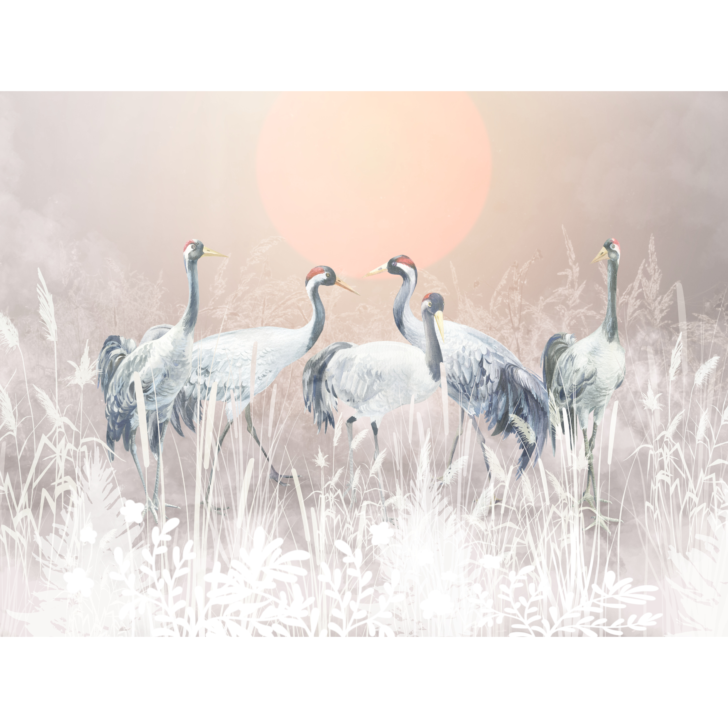 Mural Tsuru żurawie 400 x 280 cm struktura Art