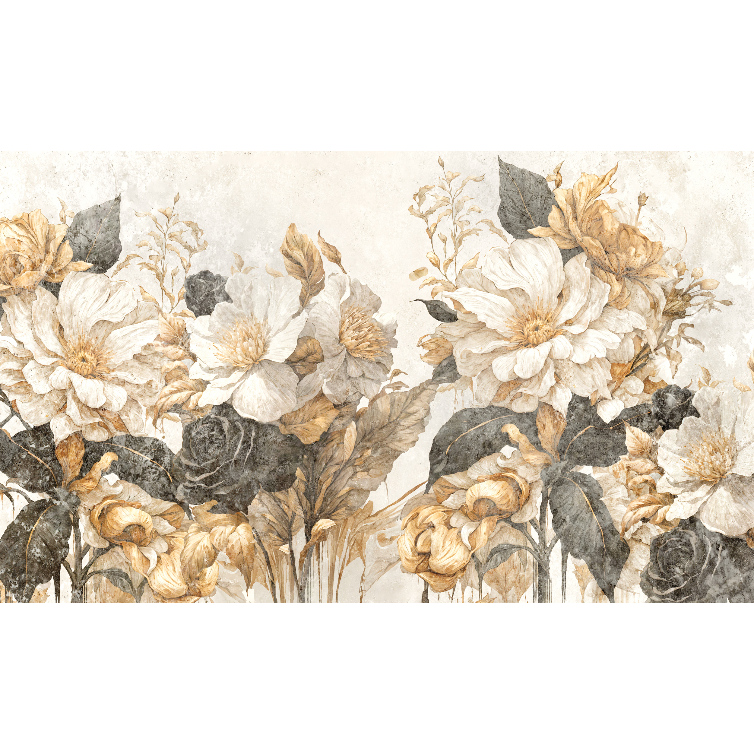 Mural Flora wzór kwiatowy 500 x 280 cm delikatna struktura