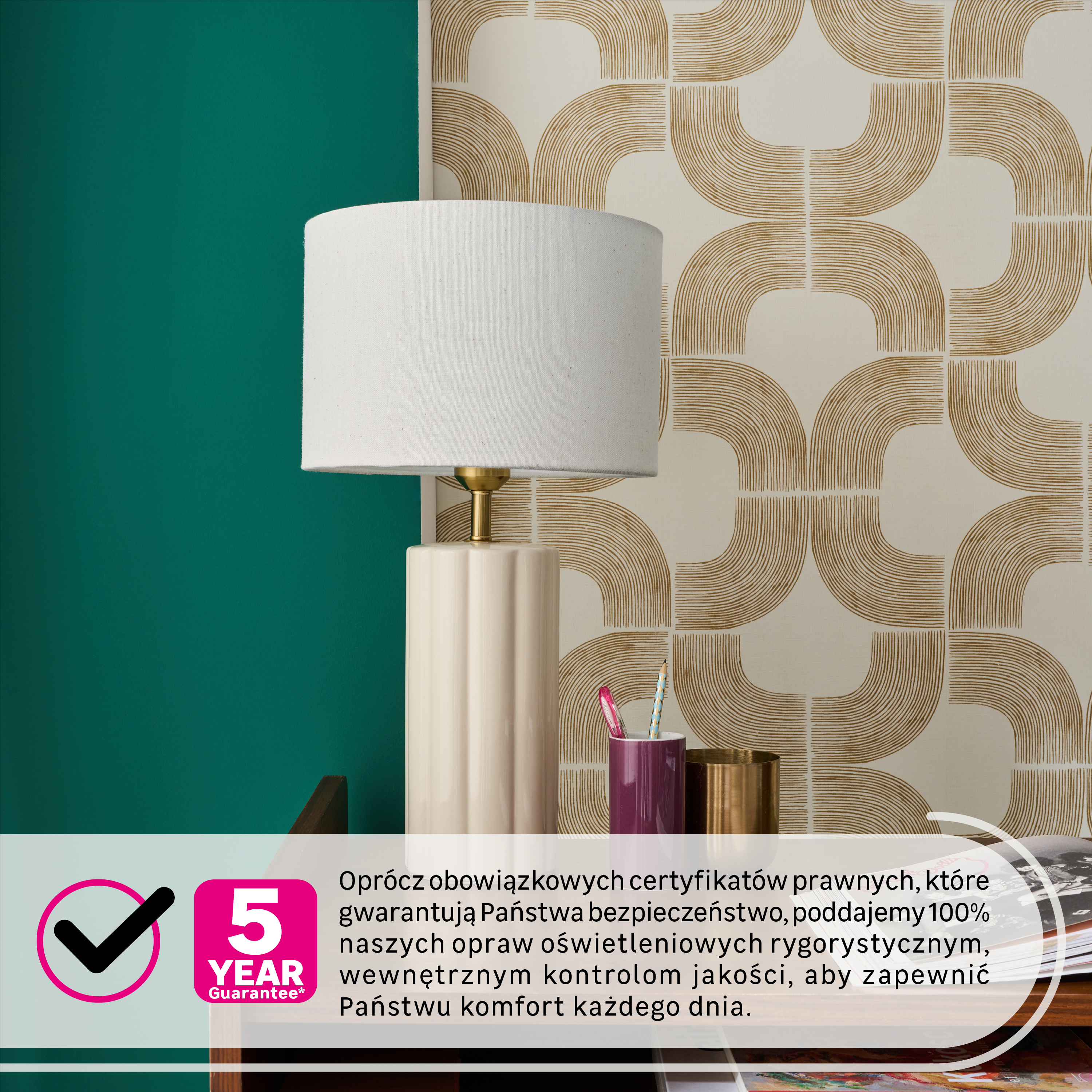Lampa stołowa Louisa E27 wys. 51 cm biała Inspire
