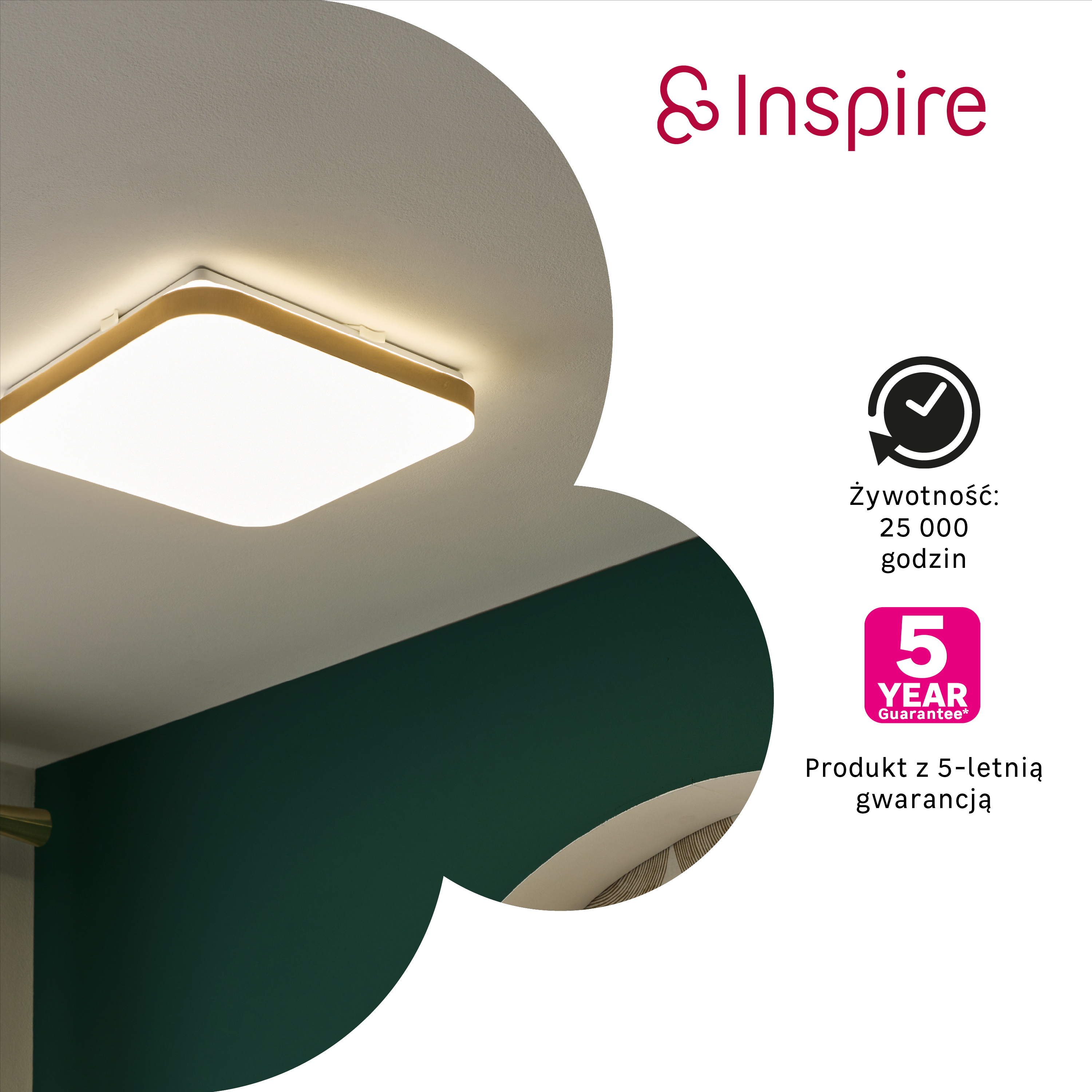 Plafon LED Hanna 1800 lm 16W barwa neutralna 28 cm złoty Inspire