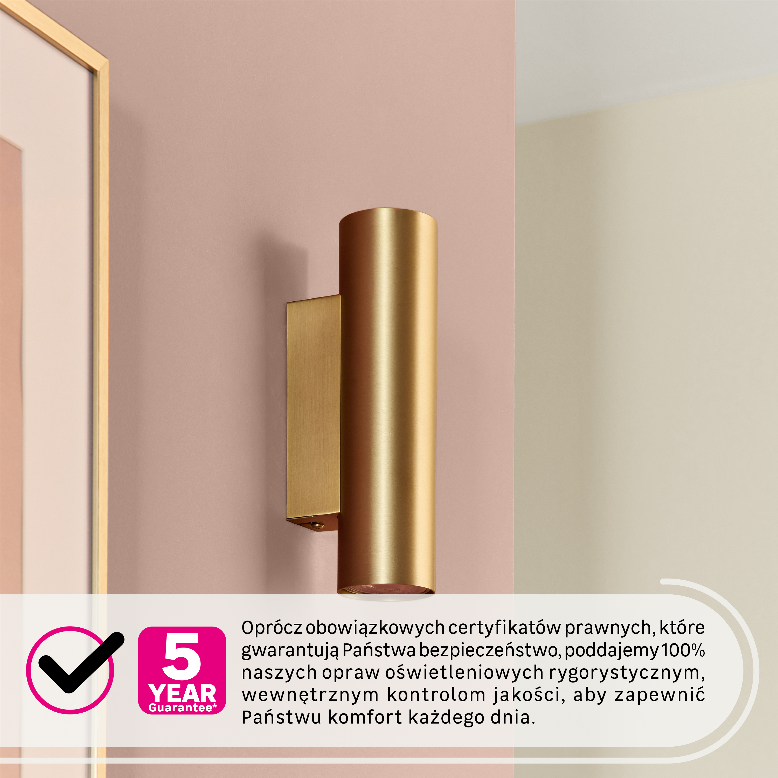 Kinkiet wewnętrzny Adiva Tuba złota GU10 2x10W długość 20 cm Inspire