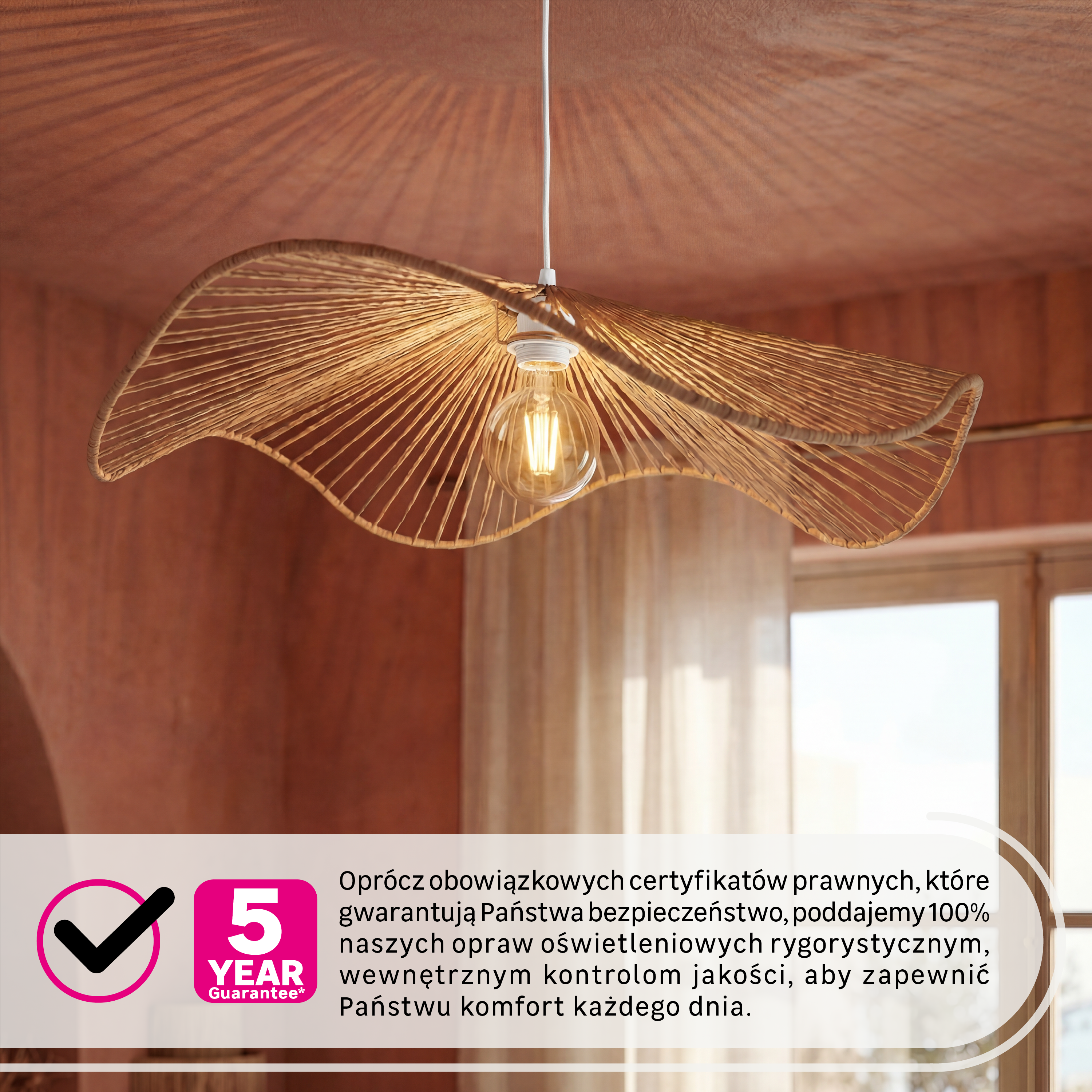 Lampa wisząca Dafna natura średnica 50 cm E27 Inspire
