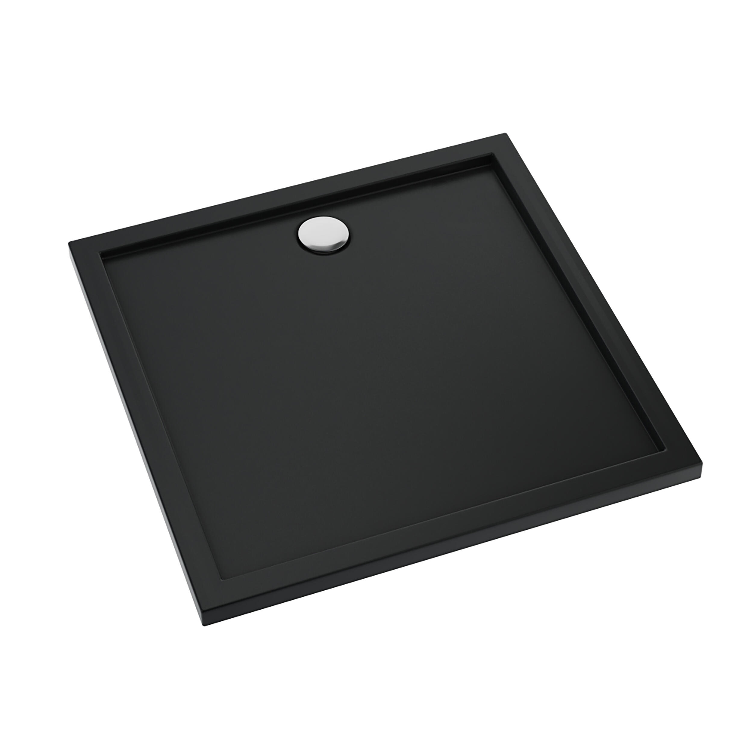 Brodzik kwadratowy Schedpol Tebe 90 × 90 x 4,5 cm czarny mat