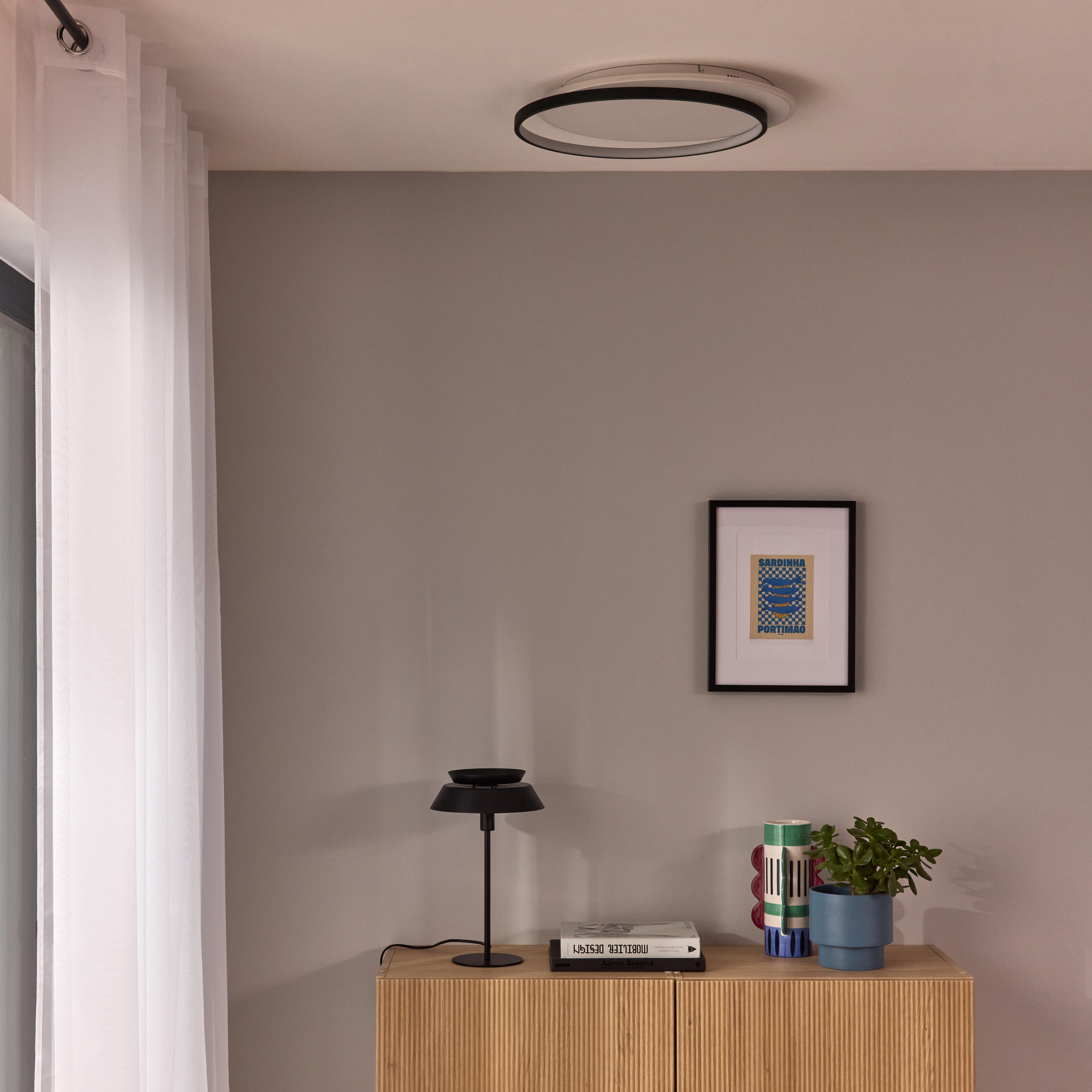 Plafon Tilia LED 5800 lm 32W barwa ciepła, neutralna, zimna 55 cm czarno-biały Inspire
