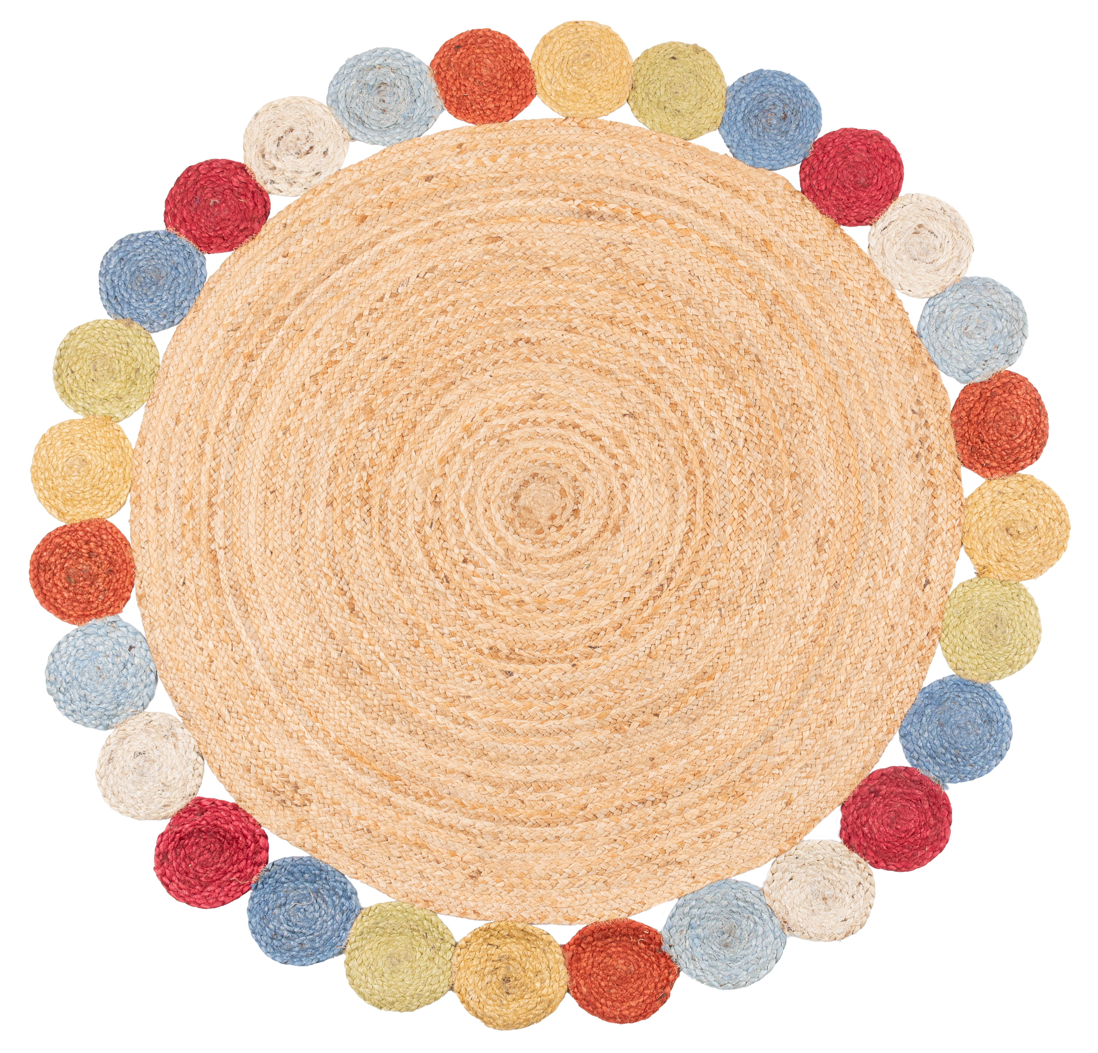 Dywan okrągły z juty Patchwork beżowy śr. 120 cm