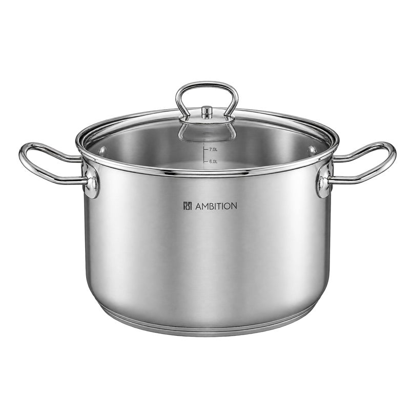 Garnek ze stali nierdzewnej Acero z pokrywką szklaną 13.5l wys. 28 cm Ambition