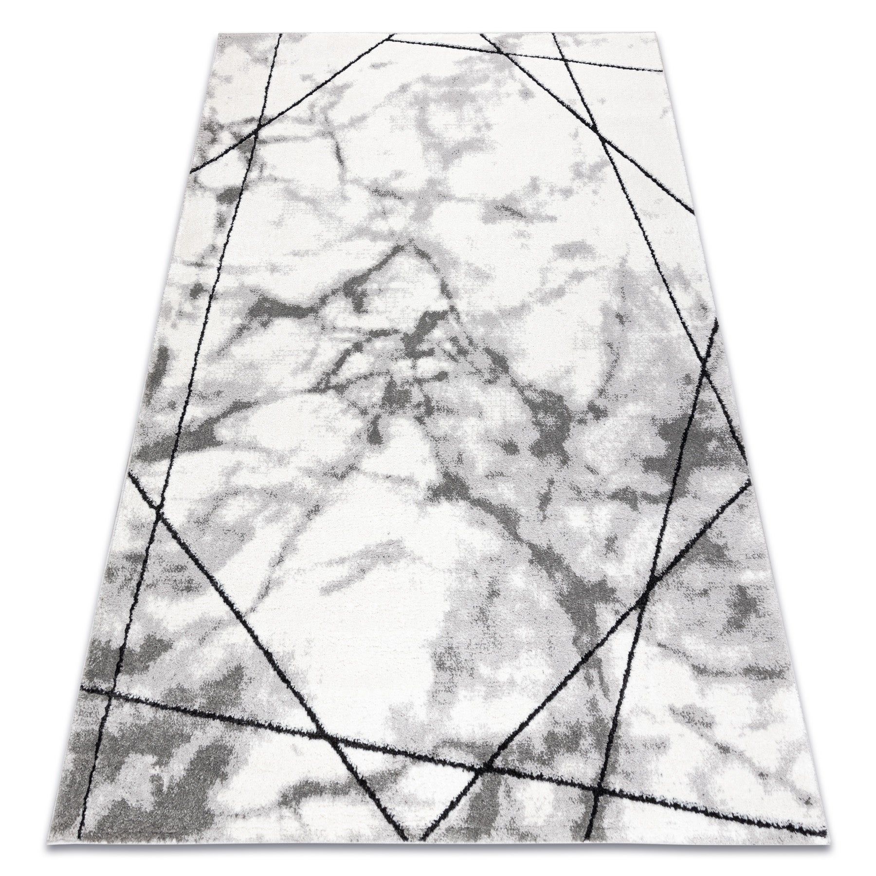 Dywan nowoczesny COZY Lina, geometryczny, marmur - Strukturalny, dwa poziomy runa szary 80x150 cm