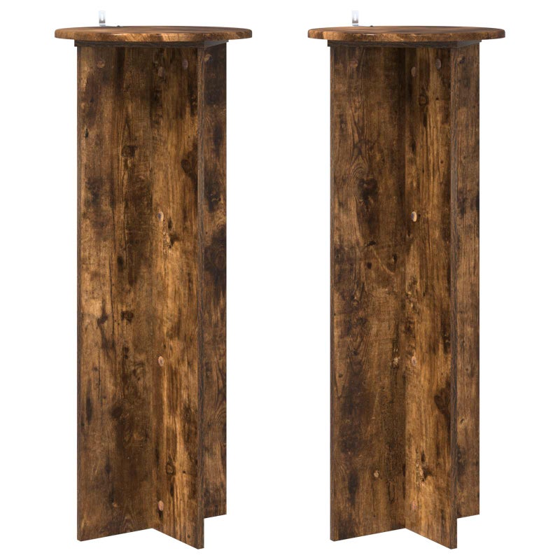 2x Stojak na Rośliny 100 cm Dąb Wędzony Ø40 cm do Salonu