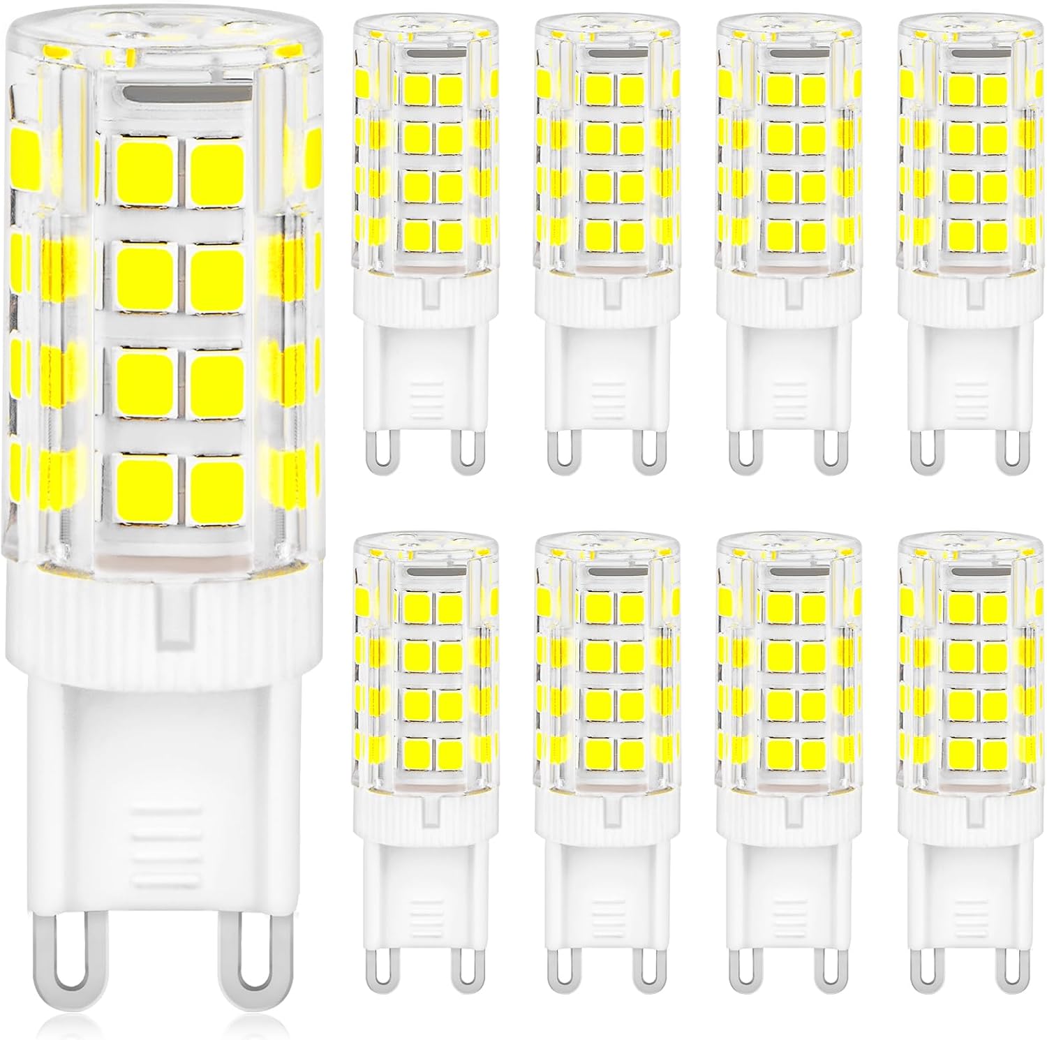 Żarówki LED G9, opakowanie 8 szt., zimna biel 6000 K, moc 5 W, odpowiednik halogenu 50 W, strumień świetlny 500 lm, bez migotania, energooszczędne,