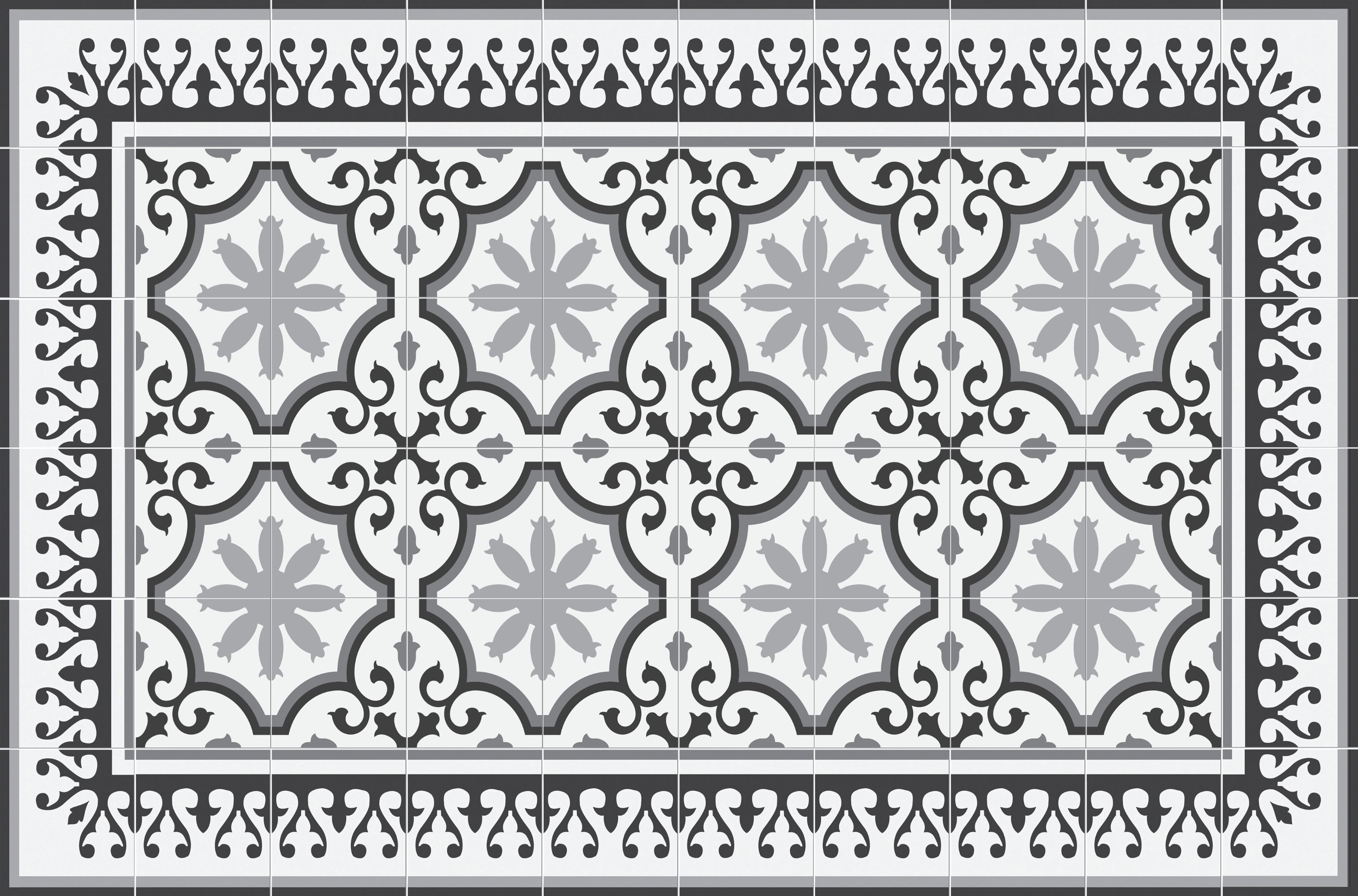 Dywan winylowy Parisian 66x100 cm - antypoślizgowy PVC, winylowy do kuchni lub salonu, zmywalny, styl hydrauliczny, szary
