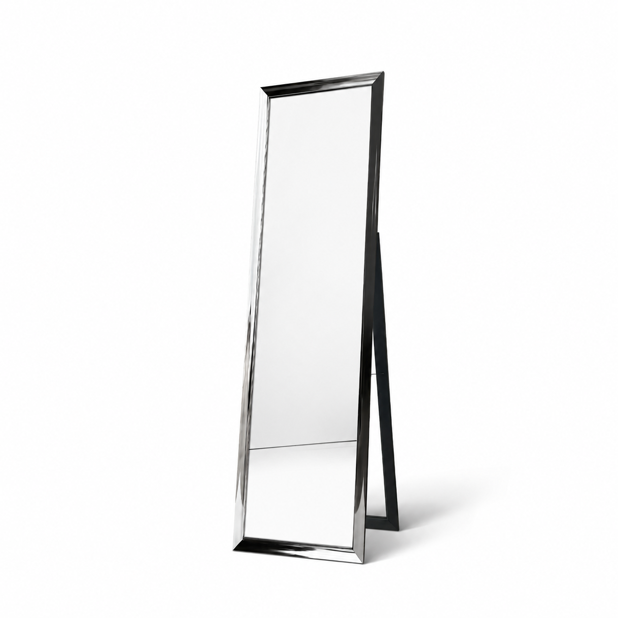 Lustro stojące SLIM nikiel 39,8 × 159,8 cm – metaliczna rama, regulacja nachylenia