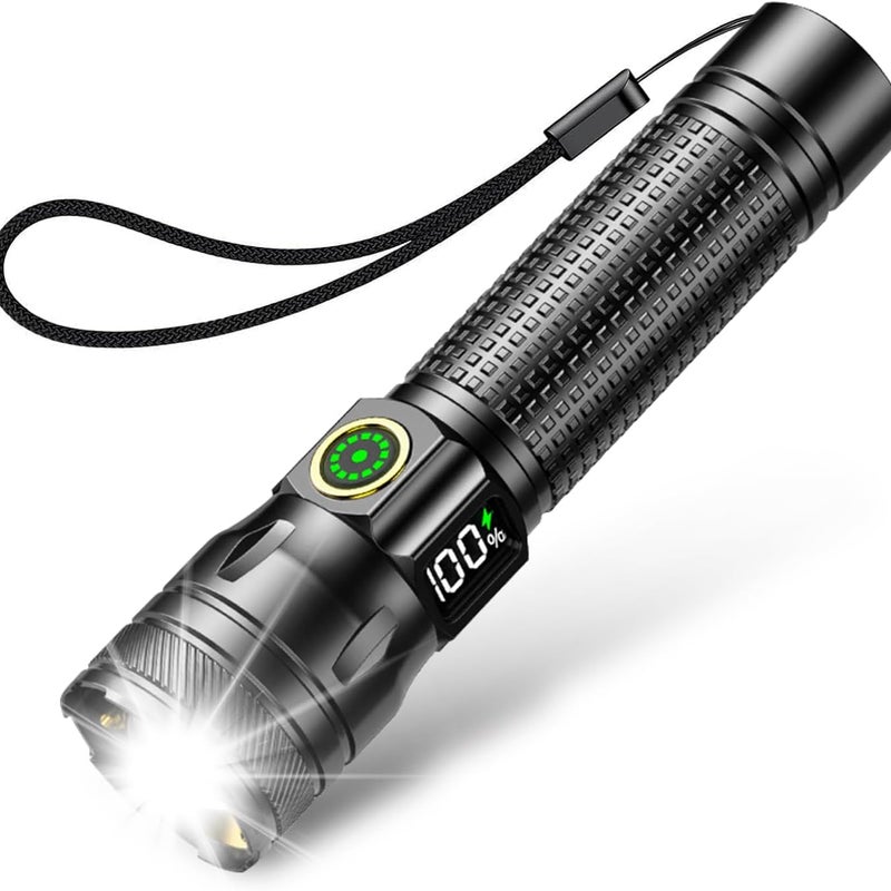Akumulatorowa latarka LED, 2000LM Latarka LED Ultra Mocna Taktyczna Aluminiowa, 3 tryby oświetlenia i funkcja Zoom do Campingowania