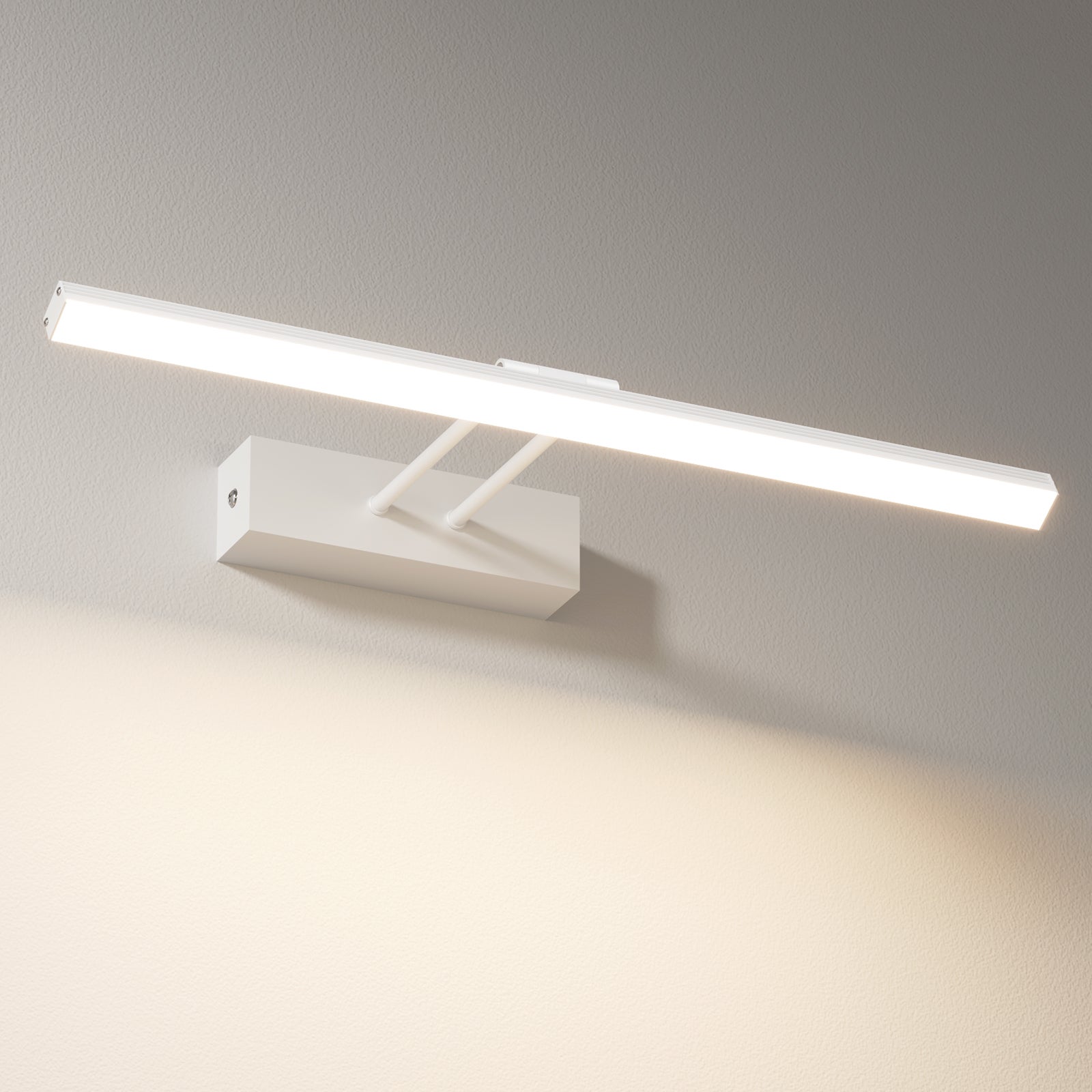 EMKE Kinkiet łazienkowy LED L.40 cm – lampa lustrzana LED do łazienki regulowana 200°, 8W, neutralna biel 4200K, IP44, biały