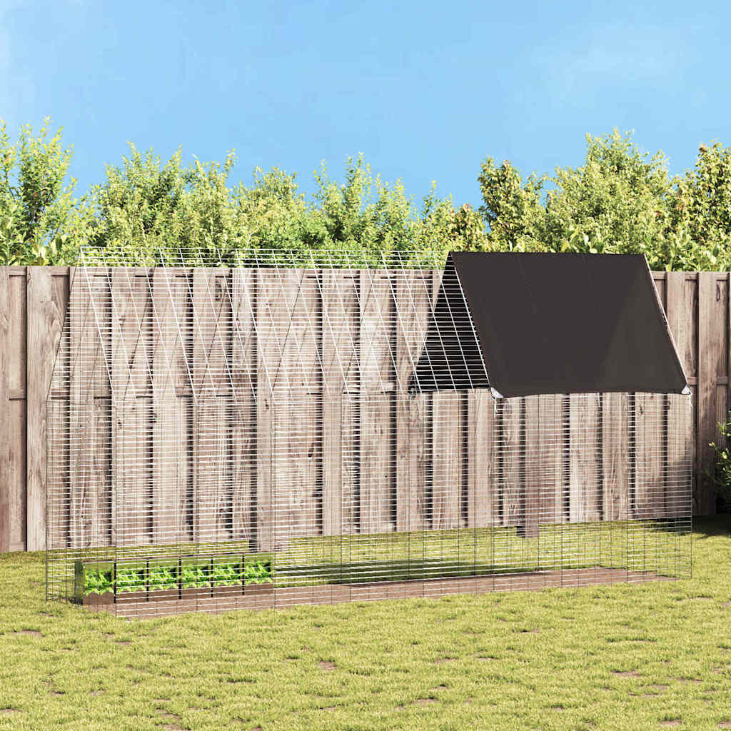 Klatka dla królika Srebrny 400 x 100 x 210 cm vidaXL