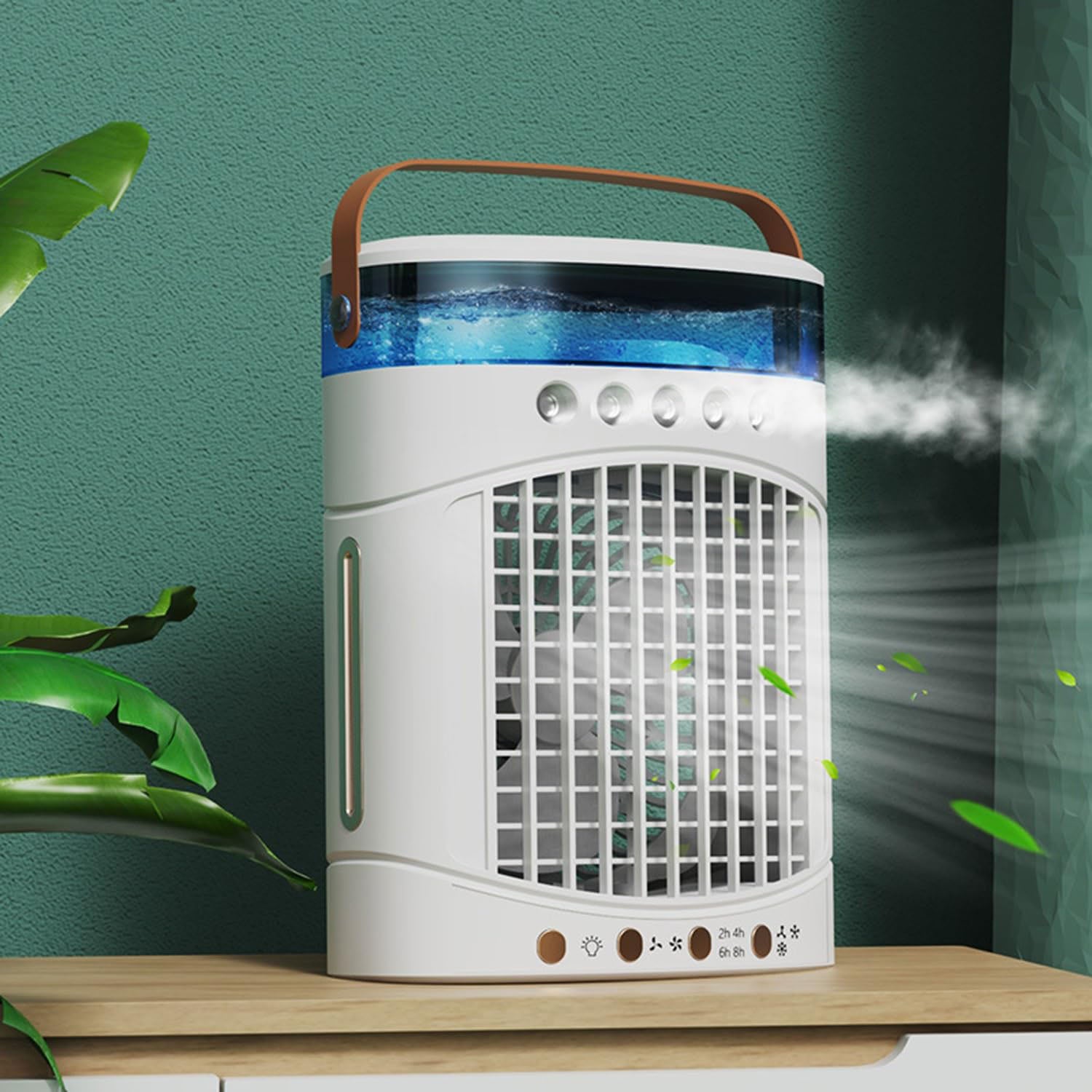 Przenośny klimatyzator przenośny wentylator chłodzący powietrze zbiornik na wodę o pojemności ml prędkości i kolorowe światło LED Plug and Play biały