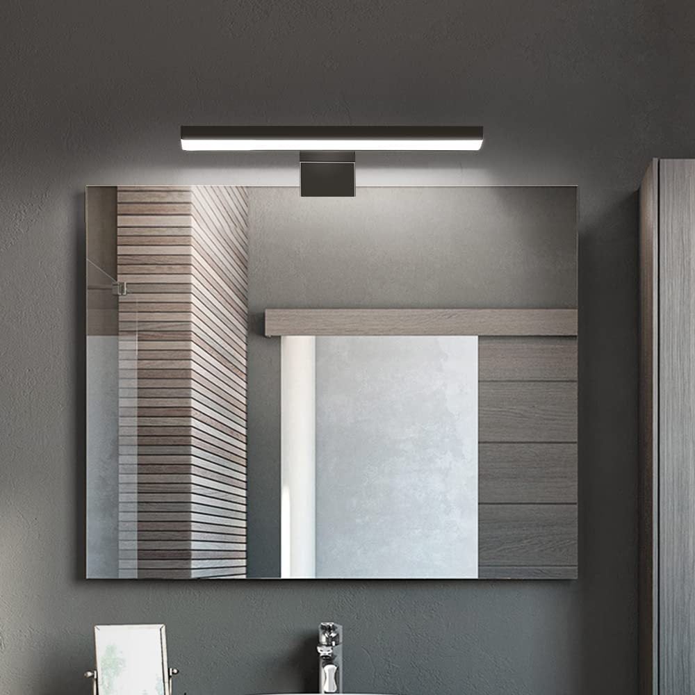 Oświetlenie lustra LED, oświetlenie szafki, oświetlenie ścienne w łazience, neutralne białe światło 4000K, 5W, 650lm, IP44, 300mm, czarne