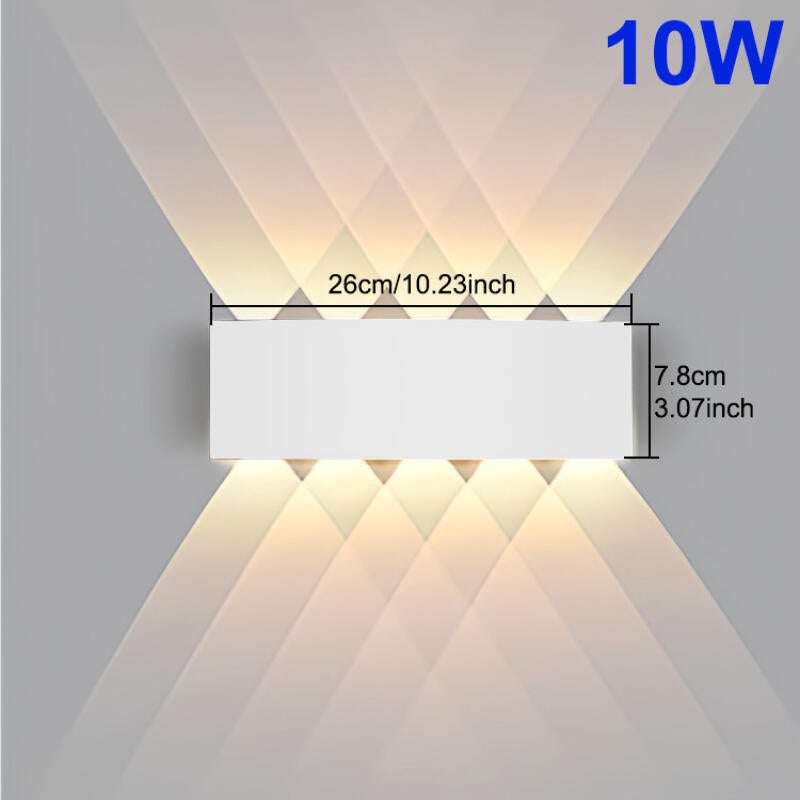 Kinkiet LED 10W, obudowa z białego aluminium – oświetlenie dwukierunkowe – nadaje się do salonów, sypialni i przedpokojów – ciepłe światło