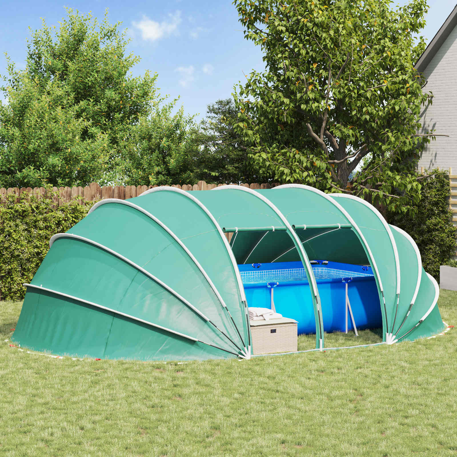 Namiot basenowy 538 x 440 x 204 cm Poliester 185T z powłoką PU vidaXL