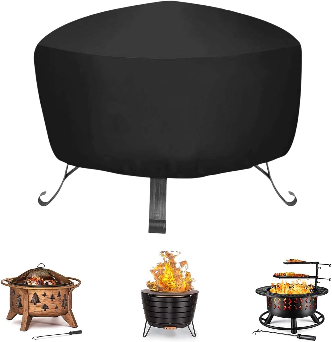 Okrągły wodoodporny pokrowiec na grill z ochroną przed zarysowaniami (102 x 102 x 46 cm)