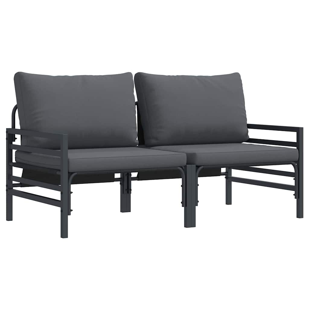Sofa Ogrodowa Modułowa 2-Osobowa Metalowa Antracytowa na Taras