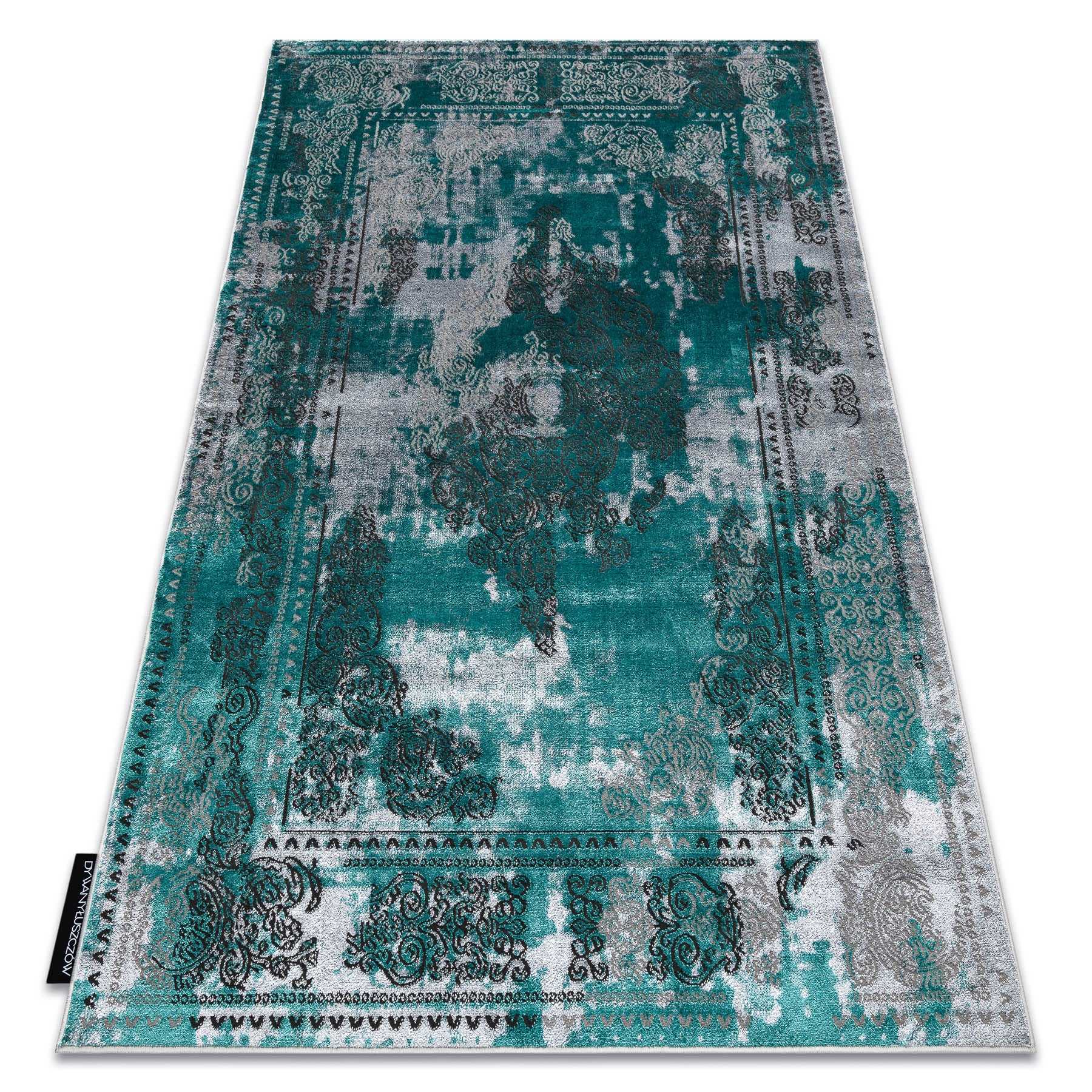 Dywan DE LUXE nowoczesny 6827 Abstrakcja, vintage - Strukturalny zielony / szary 200x290 cm