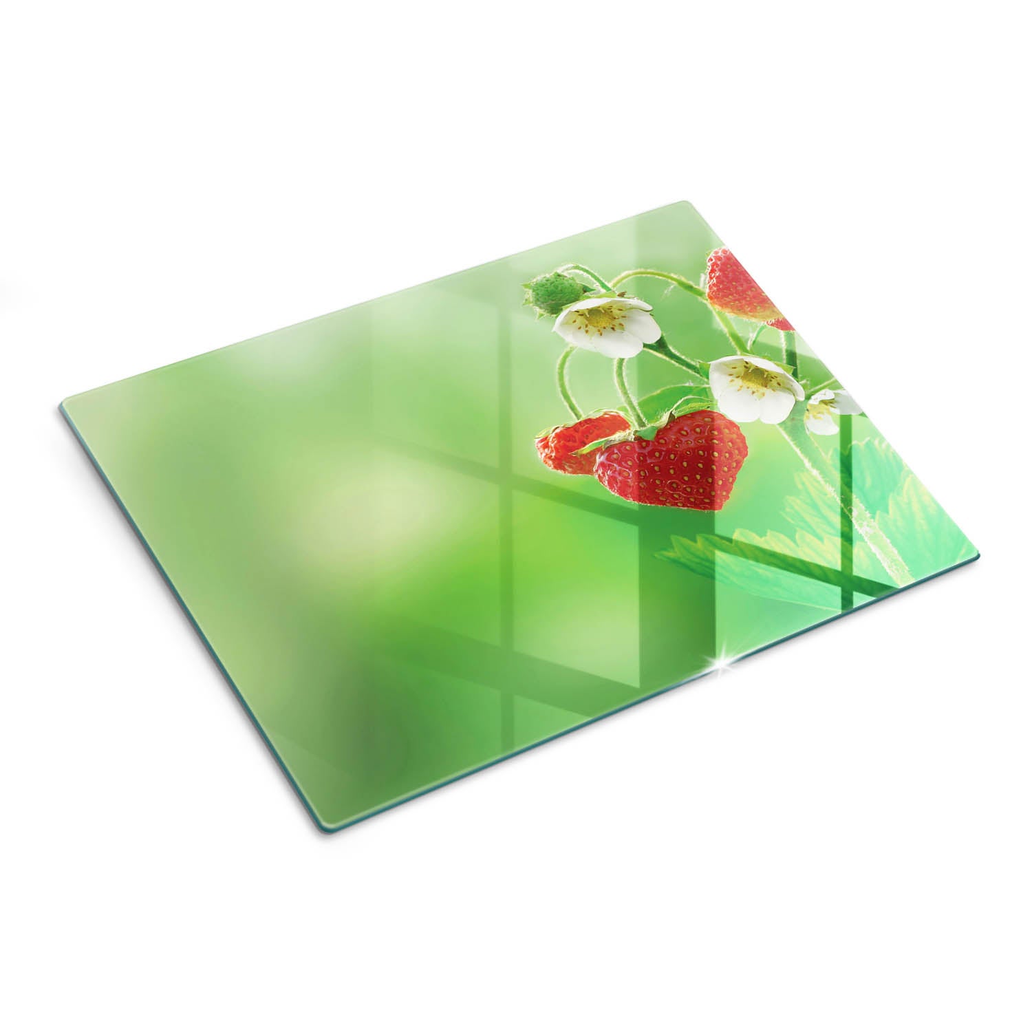 Nowoczesna szklana deska kuchenna z efektowną grafiką - Truskawki Serce - 30x40 - Tulup