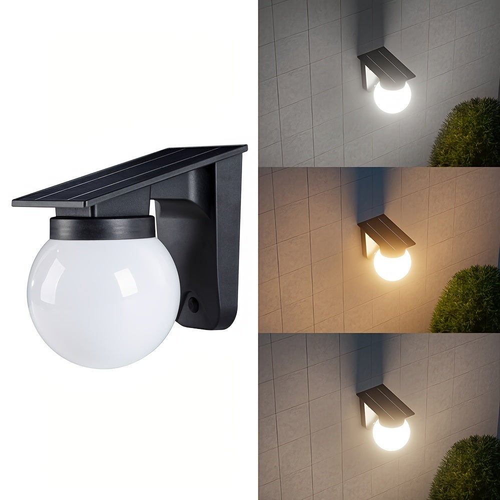 Lampa solarna LED do montażu na ścianie do tarasu, trawnika i ogrodu, montaż półzabudowany, materiał montażowy w zestawie, oświetlenie zewnętrzne