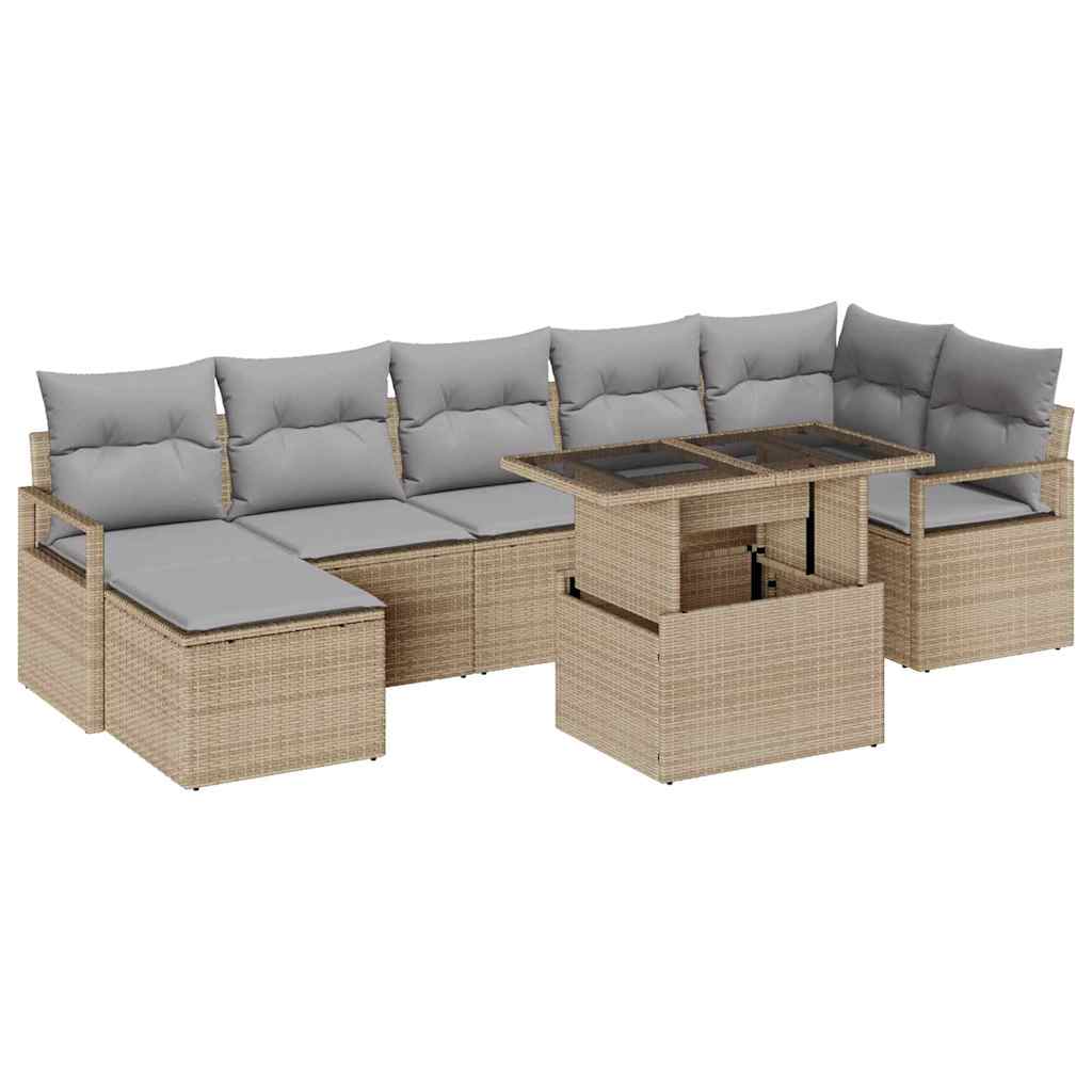 Zestaw Sof na Ogród z poduszką 8 pcs beżowo-jasnoszary