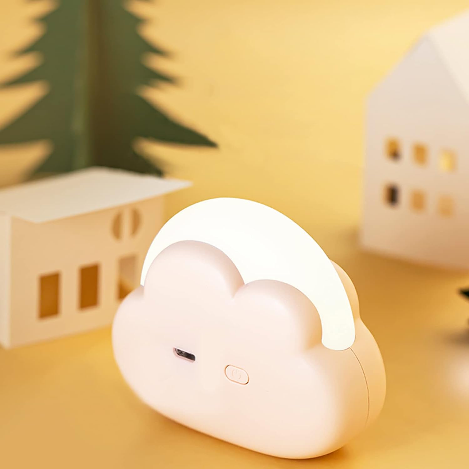 Przenośna lampka nocna LED, urocza mini lampka biurkowa w kształcie chmury z 2 kolorami, akumulatorowa mini lampka dla dziecka, różowa