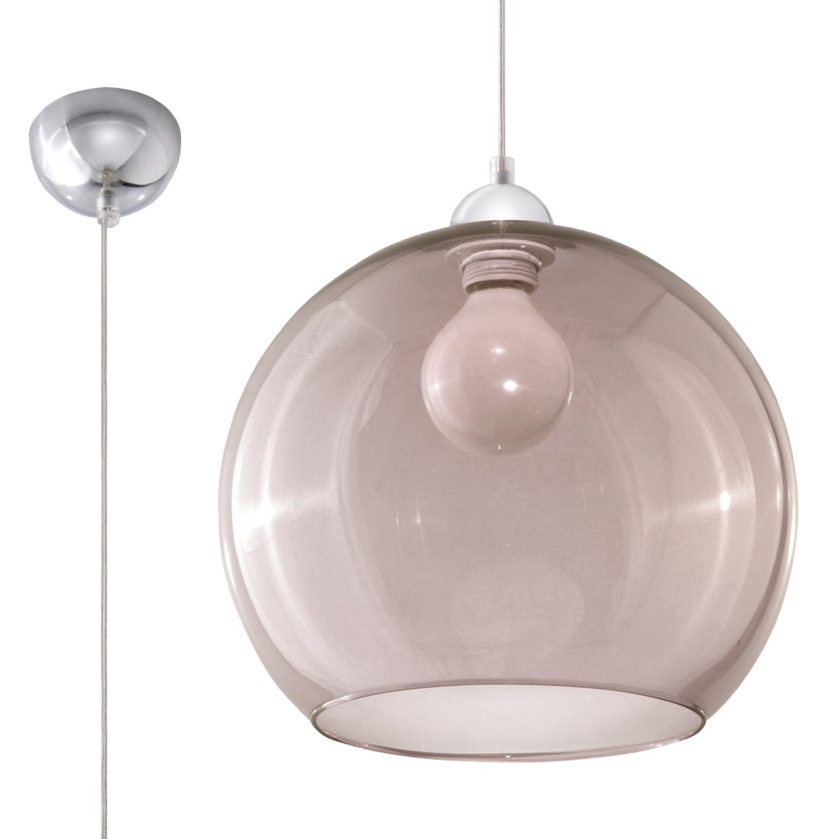 Lampa wisząca ROTUND chromowana-przezroczysty 1xE27x60W szkło wym:80x30x30cm IP20 Pure Lume