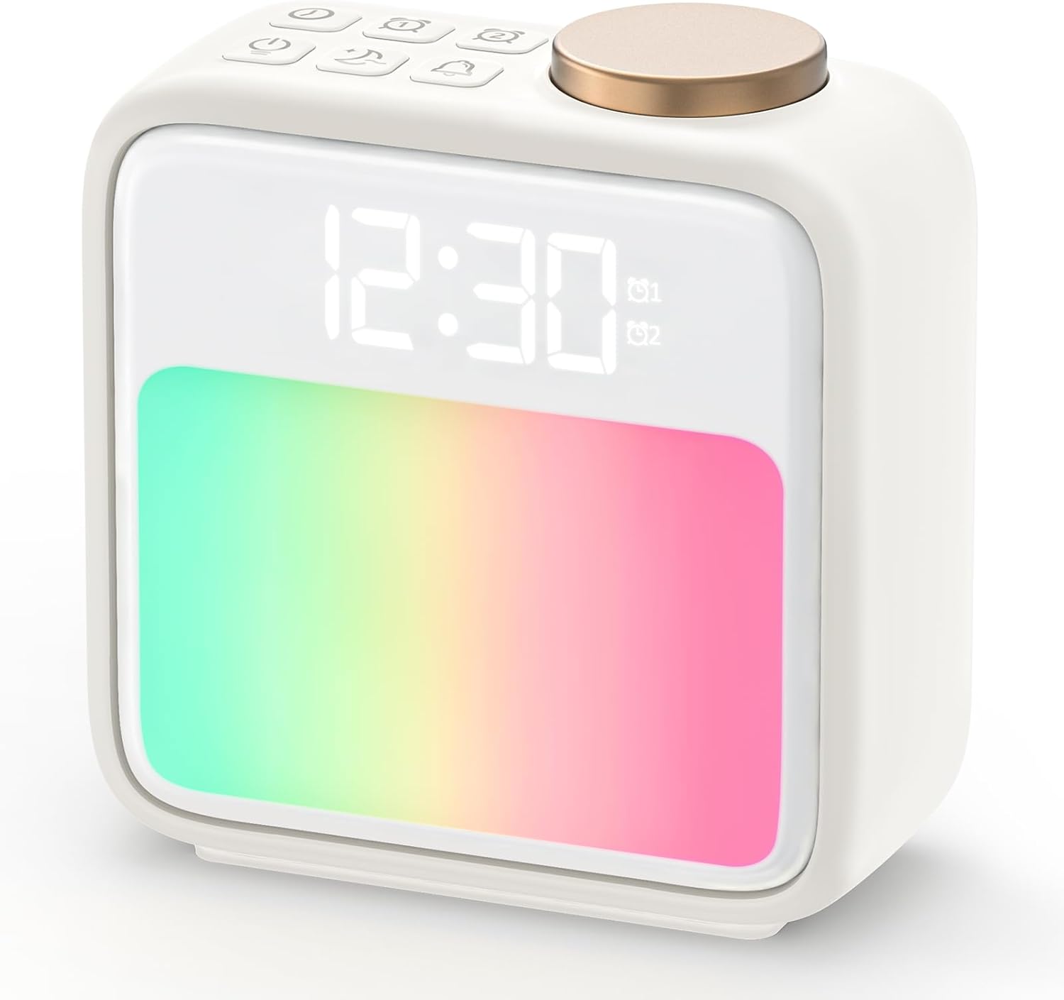 Budzik świetlny, budzik symulujący świt z 2 alarmami Wake up Light, 6 dźwięków natury, 10 kolorów światła, pomoc w zasypianiu, drzemka, lampka nocna