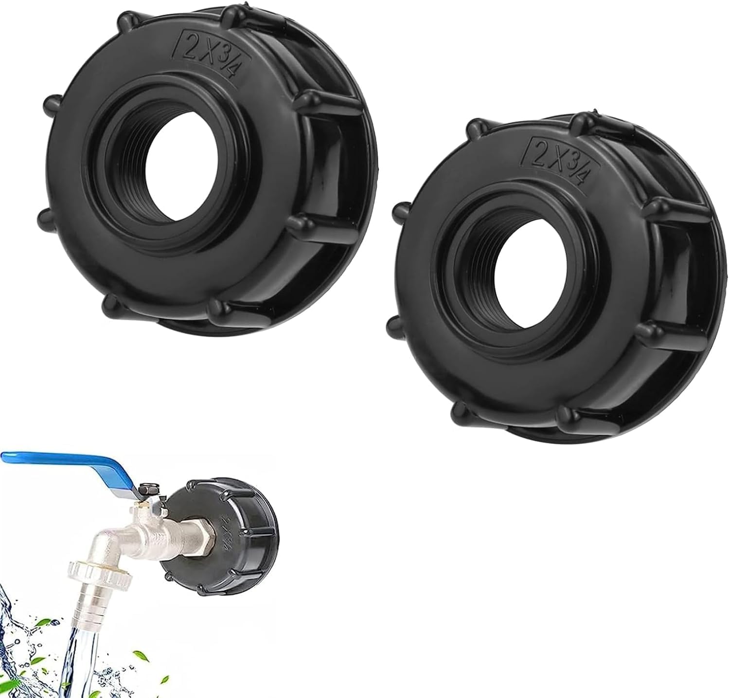 (2 sztuki) Nasadka adaptera IBC S60x6 - Złącze zbiornika IBC 3/4 cala - Adapter zbiornika do zaworu beczki IBC