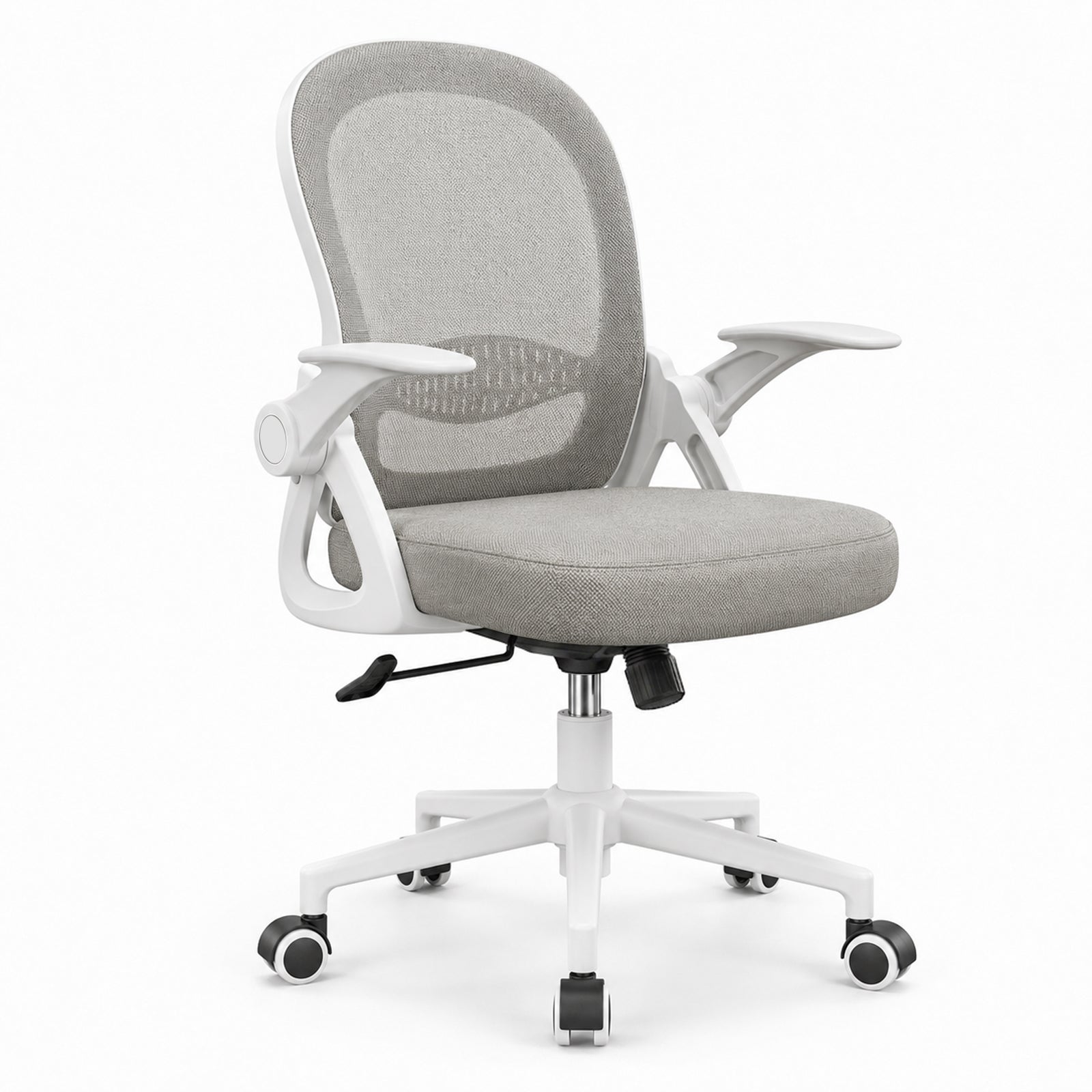 Ergonomiczny Fotel Biurowy Obrotowy - Krzesło Mikrosiatka z Odchylanymi Podłokietnikami