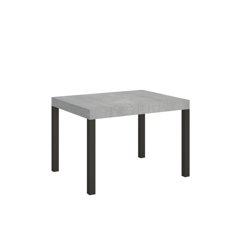 Mesa moderna de uso diario con efecto hormigón, 70x110/194 cm, texturizada y robusta, cemento antracita.