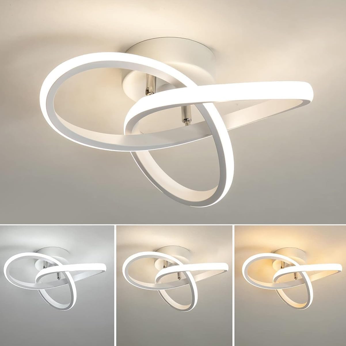 Plafon LED, Żyrandol LED energooszczędny, Nowoczesny plafon 20 W, Designerska lampa LED do przedpokoju, 3 temperatury barwowe (3000 K-6000 K)
