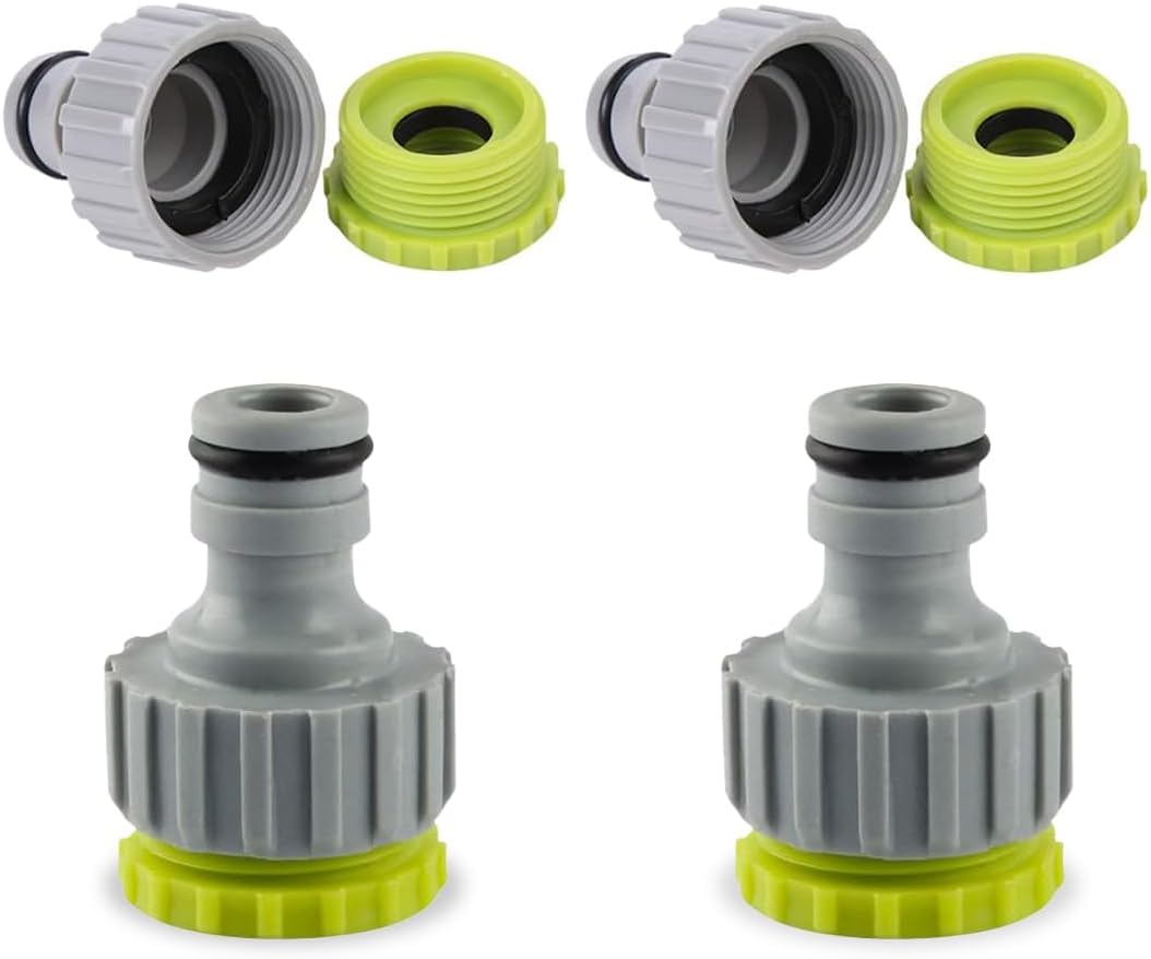 Zestaw 4 złączek 2 w 1 1/2" 3/4" do kranu ogrodowego