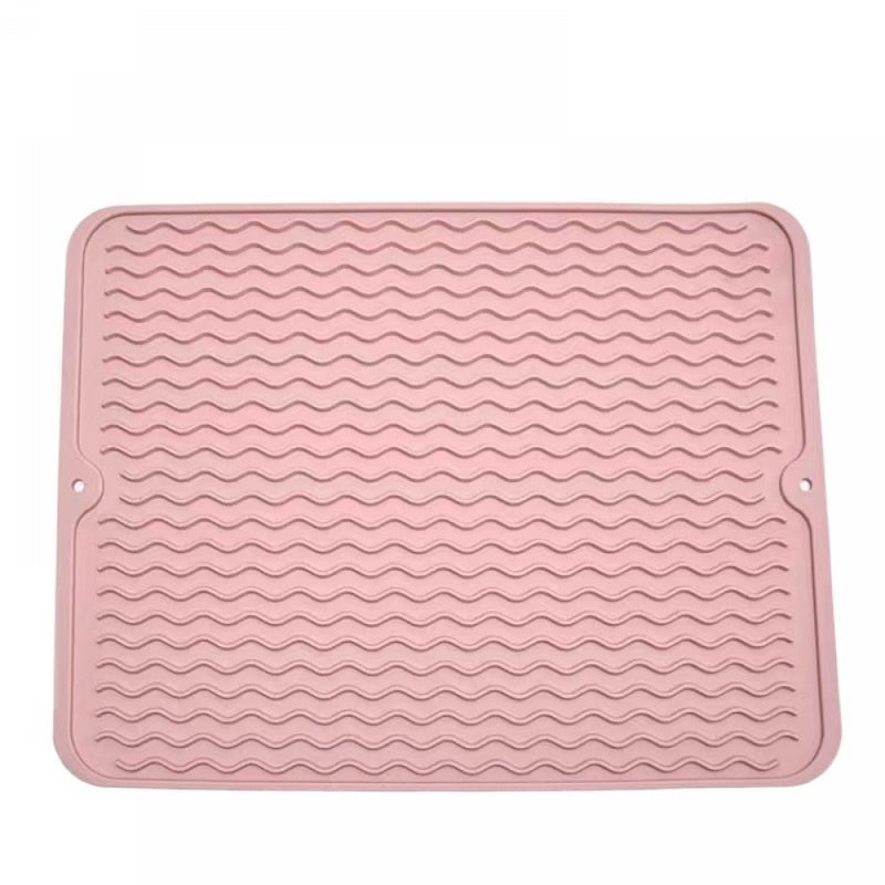 Mata do suszenia naczyń Peach Color Kitchen, mata do ociekania naczyń, przyjazna dla środowiska silikonowa mata do suszenia, odporna na ciepło, antyp